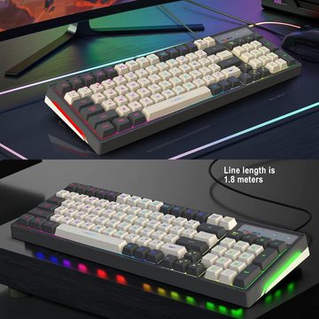 ZIYOU LANG Kabelgebundene RGB-Gaming-Farbblock-Tastenkappen ergonomisches Tastatur (mit Multi-Regenbogen-8 Chroma-LED-Hintergrundbeleuchtung)