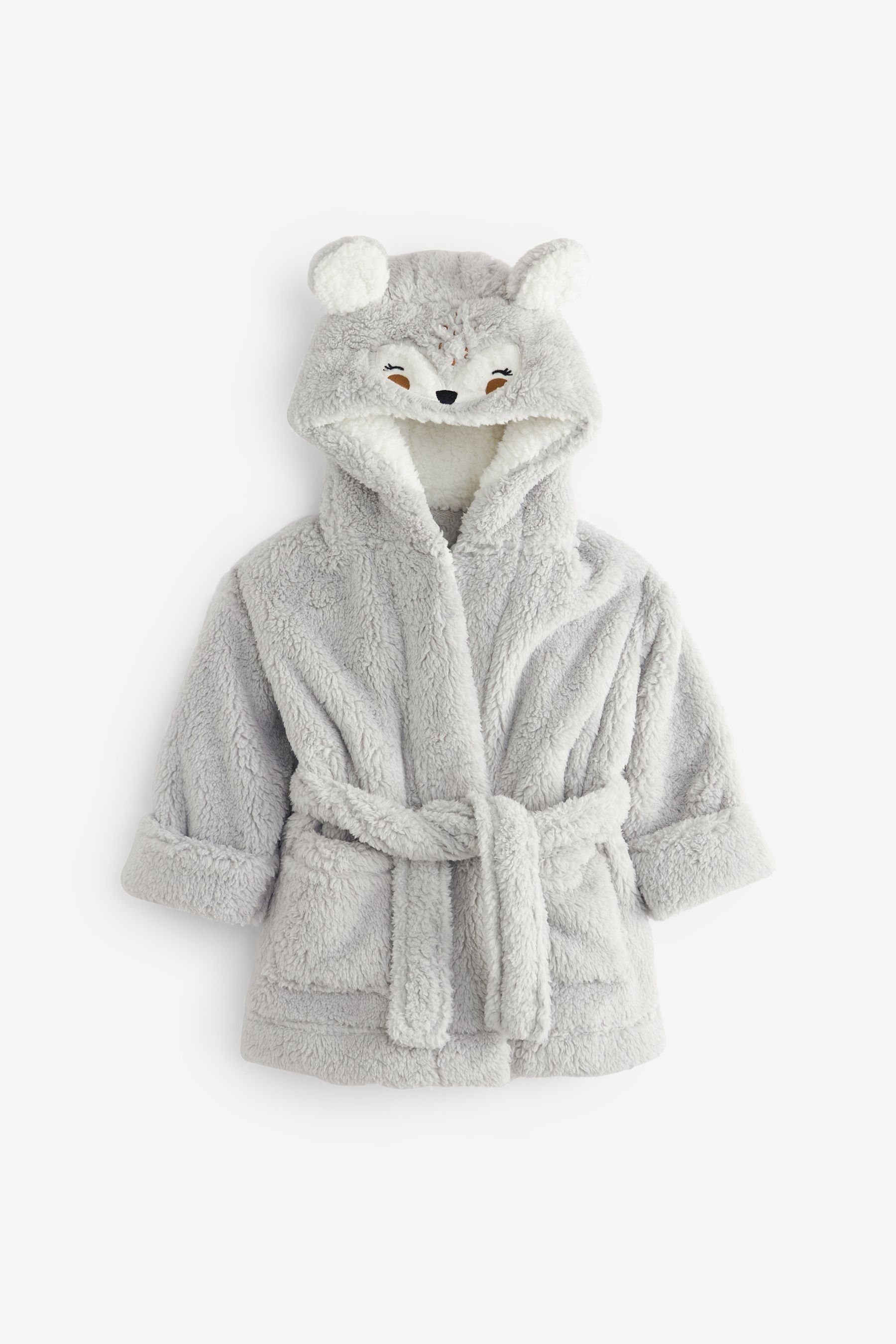 Grey Fleece-Poncho, Kinderbademantel Fox Next Polyester