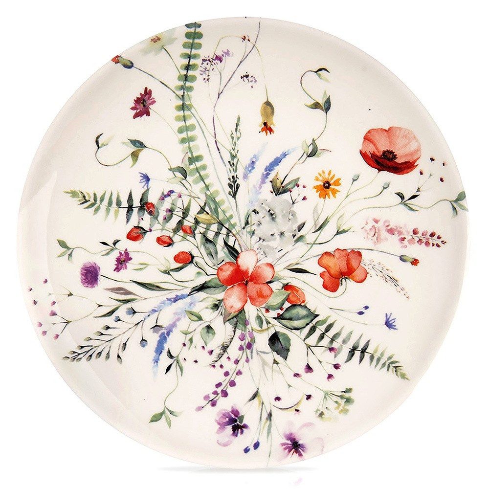 Orion Group Dessertteller MAKI mit Blumenmotiv aus Porzellan, (1 St), mikrowellengeeignet, glänzend, bunt
