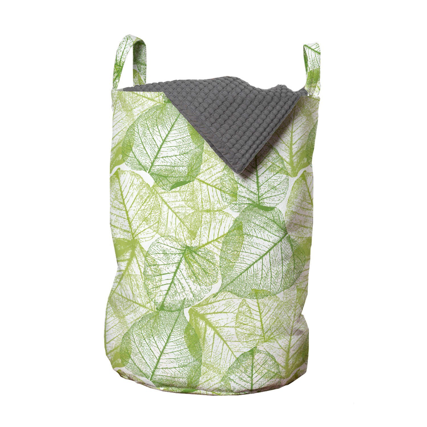 Abakuhaus Wäschesäckchen Wäschekorb mit Griffen Kordelzugverschluss für Waschsalons, Blätter Pflanzen Abstrakte Motive