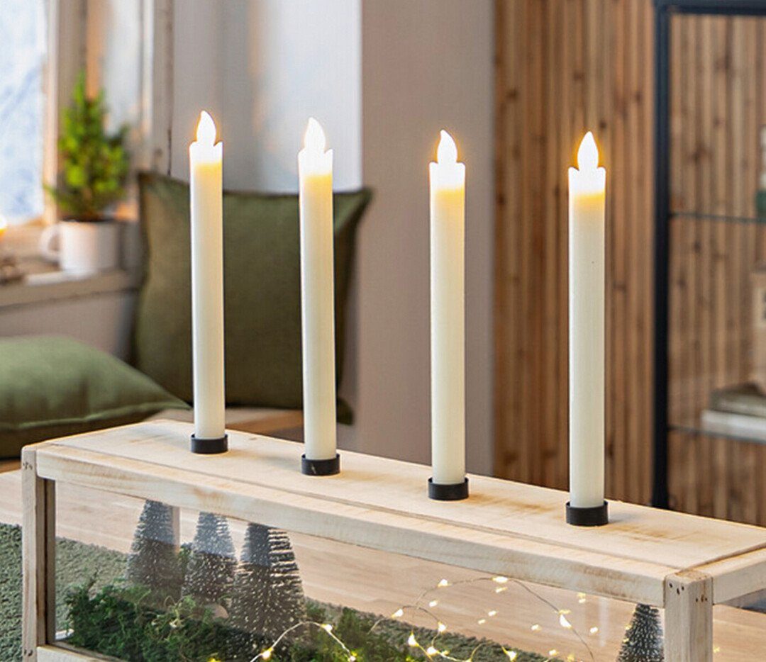 Set Wachskerze LED Home-trends24.de LED-Kerze Warmweiß 2er Kerze Stabkerzen (2-tlg) Wachs Creme