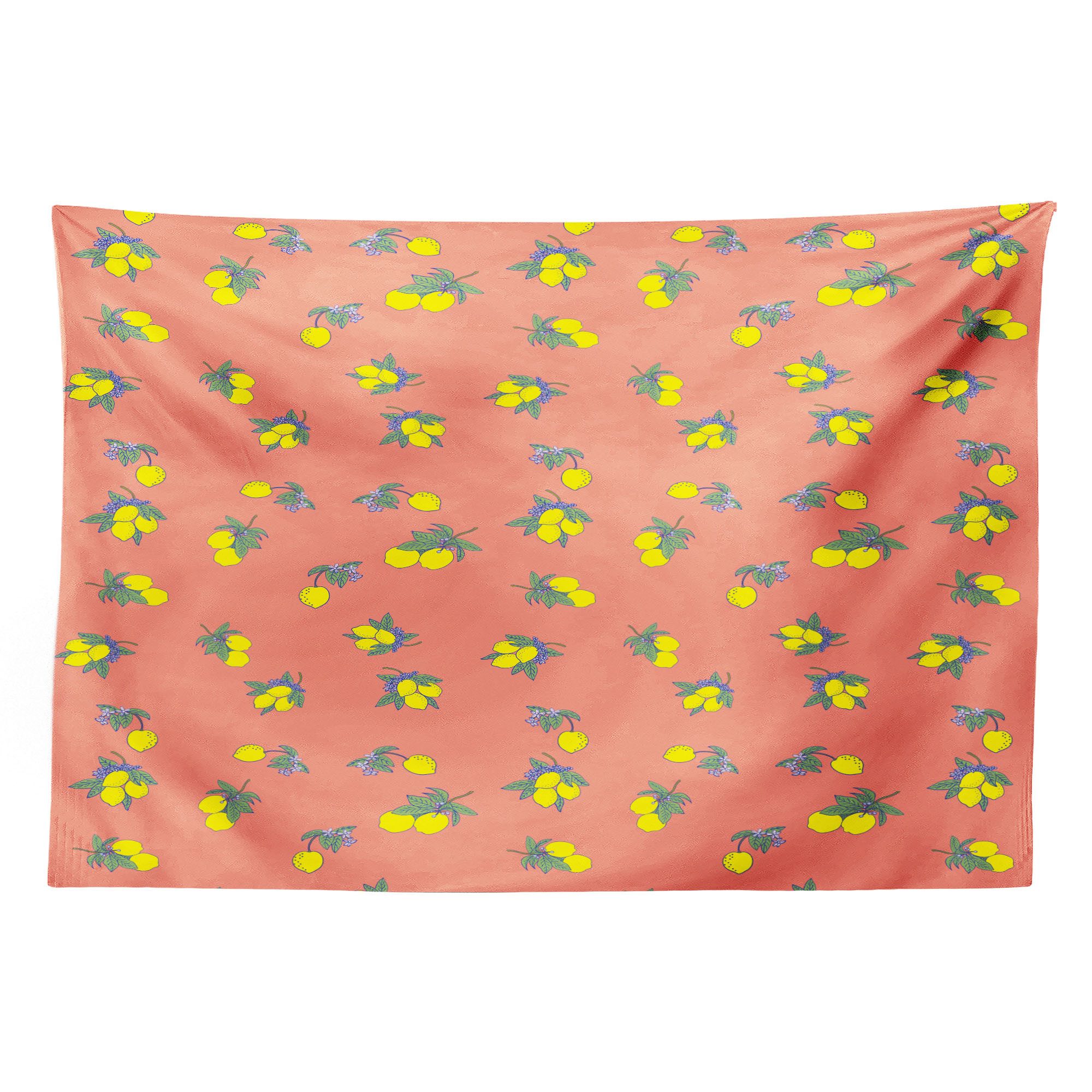 Abakuhaus Wandteppich Wohnzimmer Schlafzimmer Wandtuch Seidiges Satin Wandteppich, rechteckig, Garten Zitronen-Blüten-Zusammensetzung