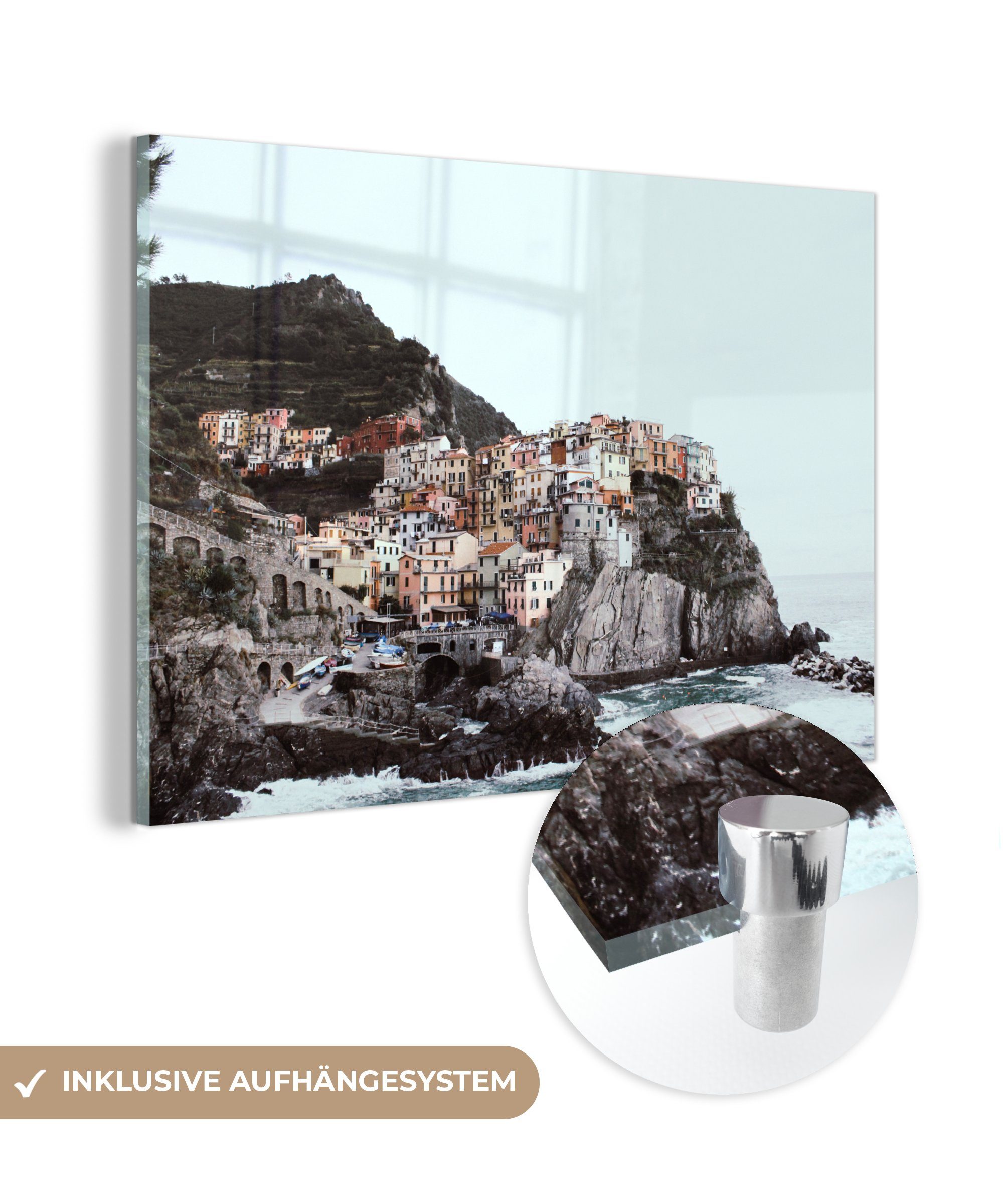 MuchoWow Acrylglasbild Italien - Meer - Cinque Terre, (1 St), Acrylglasbilder Wohnzimmer & Schlafzimmer