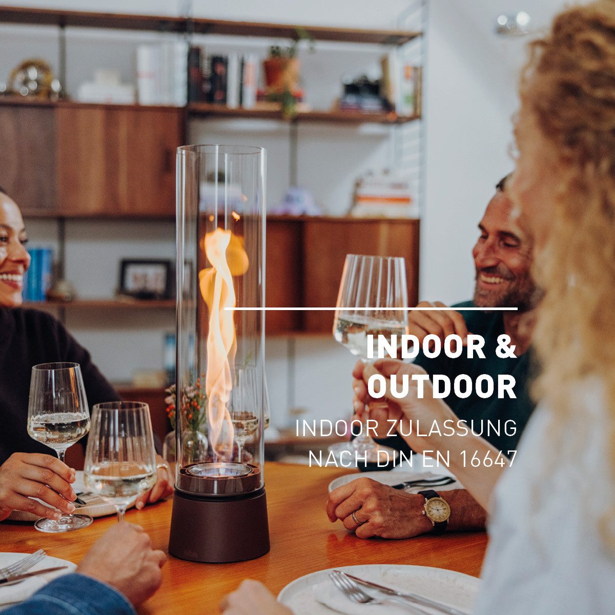 höfats Tischfeuer SPIN air (Packung, rauchfreie Tischfeuerstelle für Indoor und Outdoor), Feuerschale mit Flammenwirbel für Tischdeko, wärmende Feuersäule