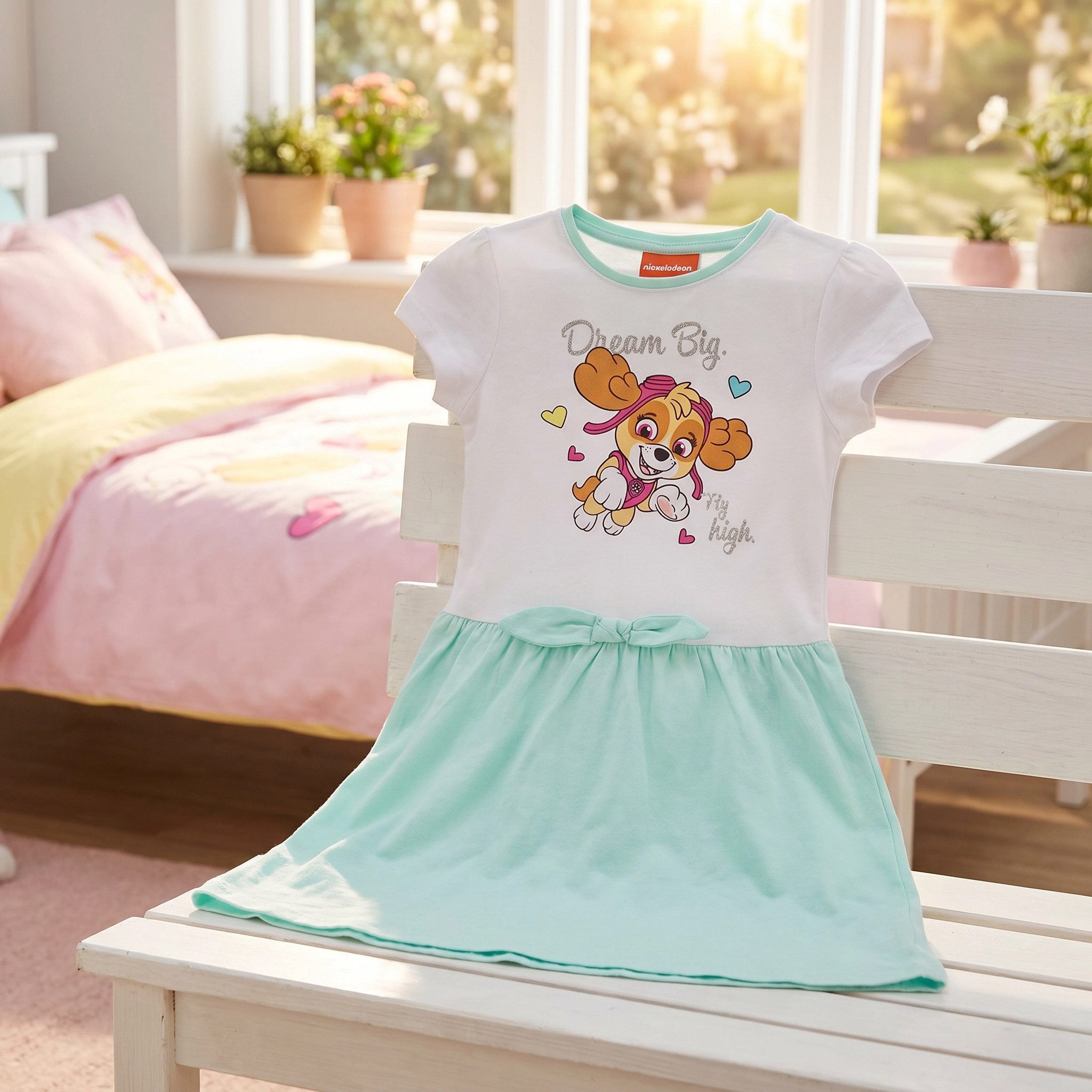 PAW PATROL Sommerkleid Paw Patrol Skye der Flughund Kinder kurzarm Kleid Sommerkleid 100% Baumwolle