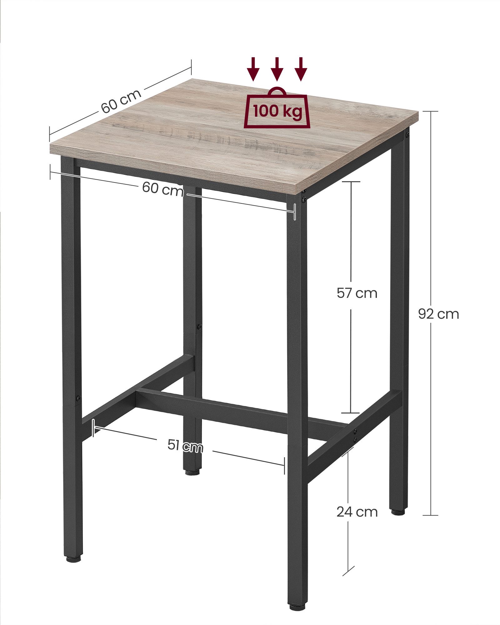 VASAGLE Bartisch Küchentisch, Stehtisch, 60 x günstig online kaufen