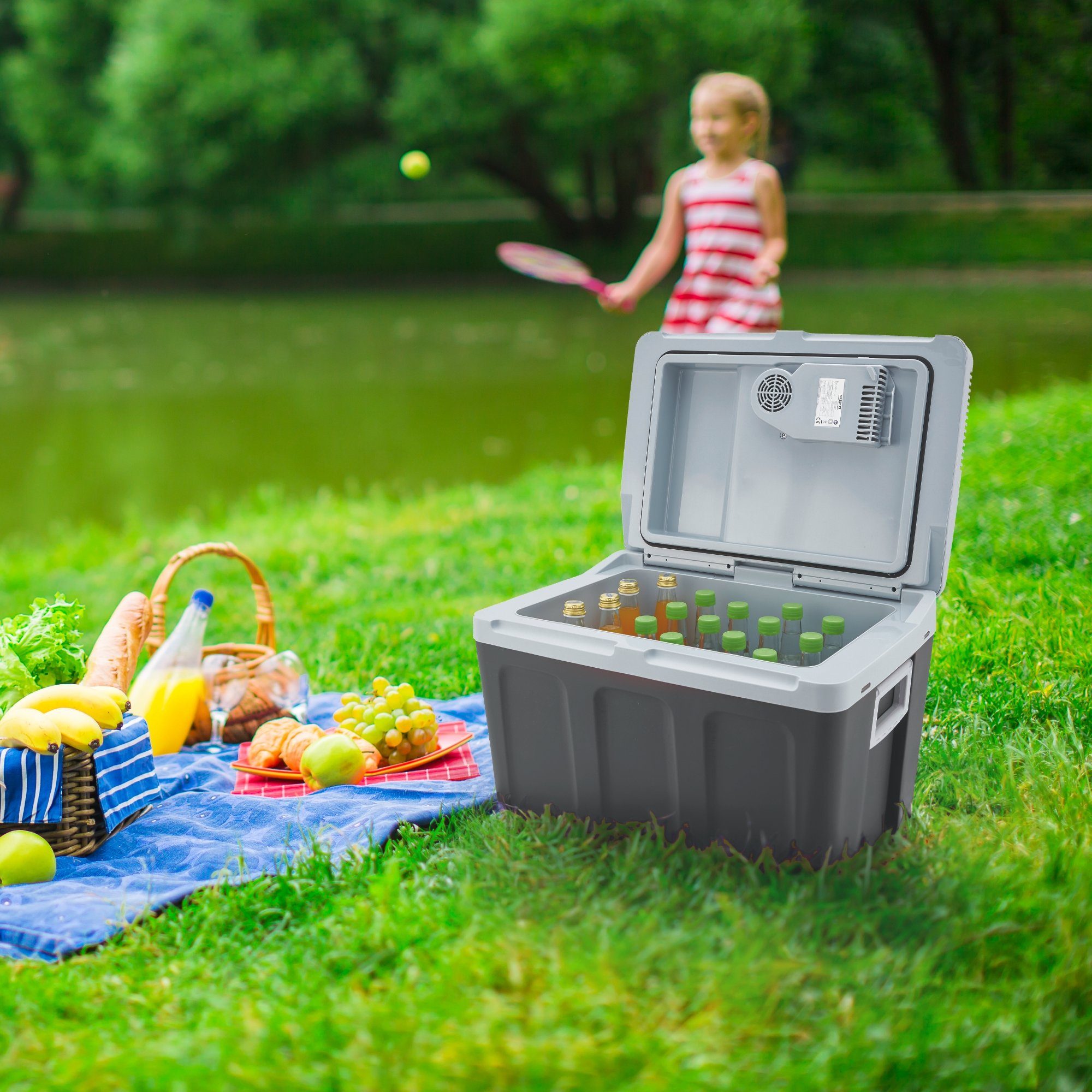 Arebos Elektrische Kühlbox 40L, Mobil Kühlschrank ECO Modus, Kühlen & Warmhalten, 2 Programme: COLD & HOT