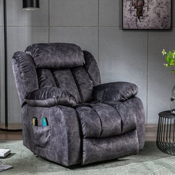 OKWISH TV-Sessel Power-Massage-Liegestuhl (strapazierfähiger und sicherer Bewegungs-Liegemechanismus, Rutschfestes Stoffsofa, modernes, überfülltes Design), mit Wärme- und Vibrationsfunktion für ältere Menschen