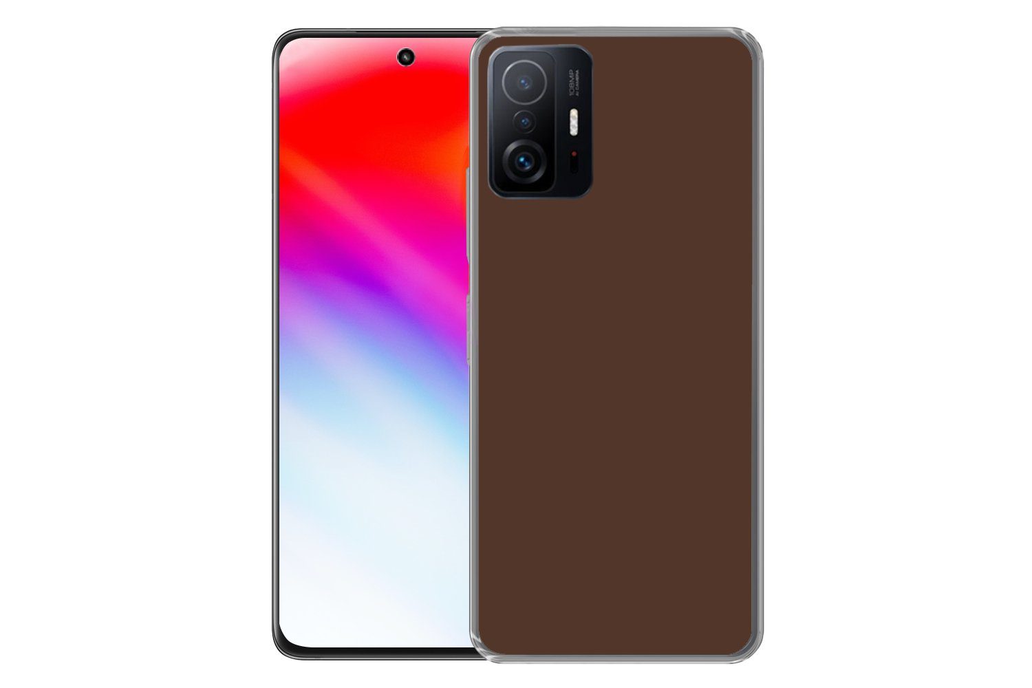 MuchoWow Handyhülle für Xiaomi 11 Lite 5G NE Braun - Dunkel - Farben, Phone Case, Silikon, Schutzhülle Dünn