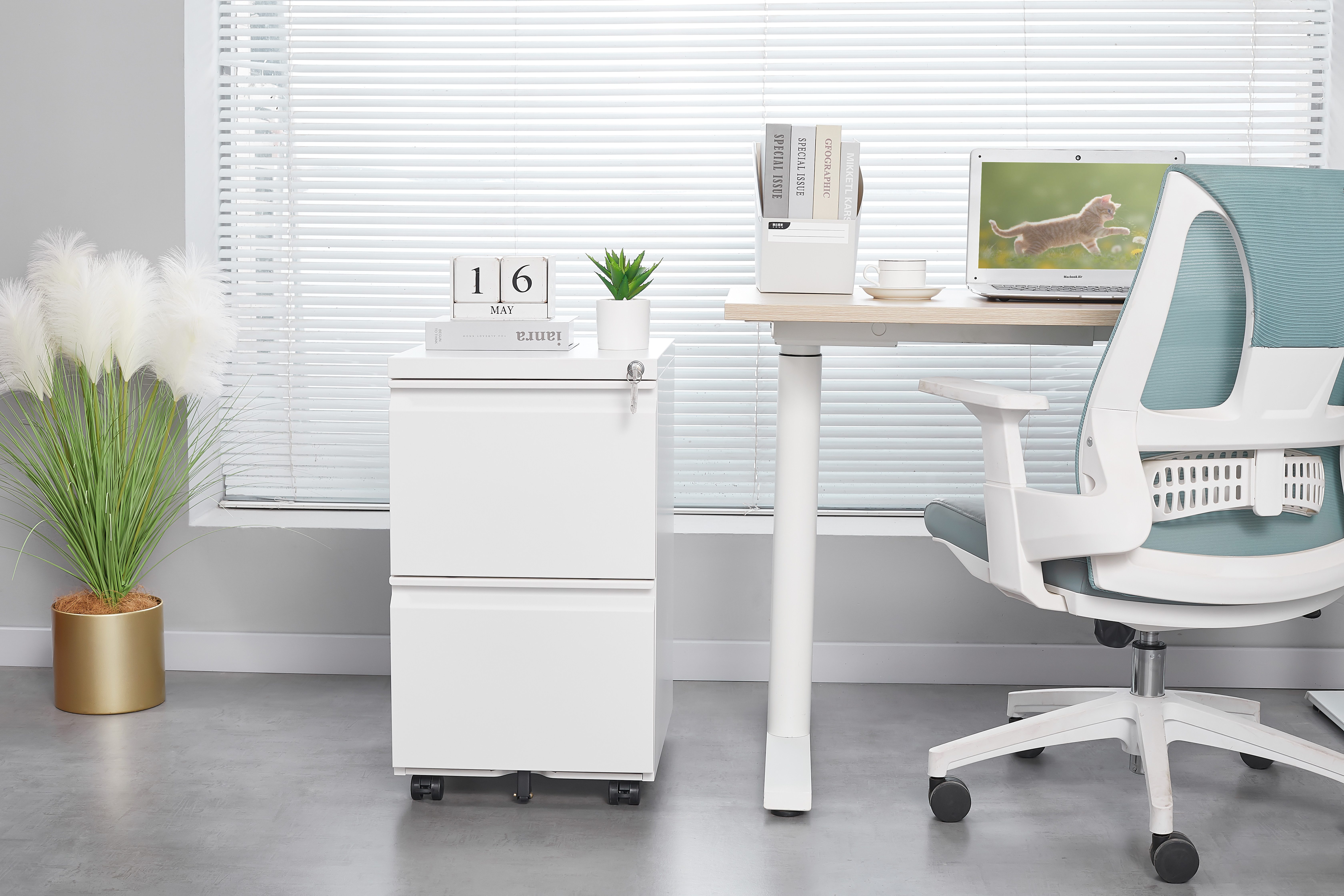 IDEASY Aktenschrank Rollcontainer Metall 2 Schubladen Schloss A4 weiß günstig online kaufen