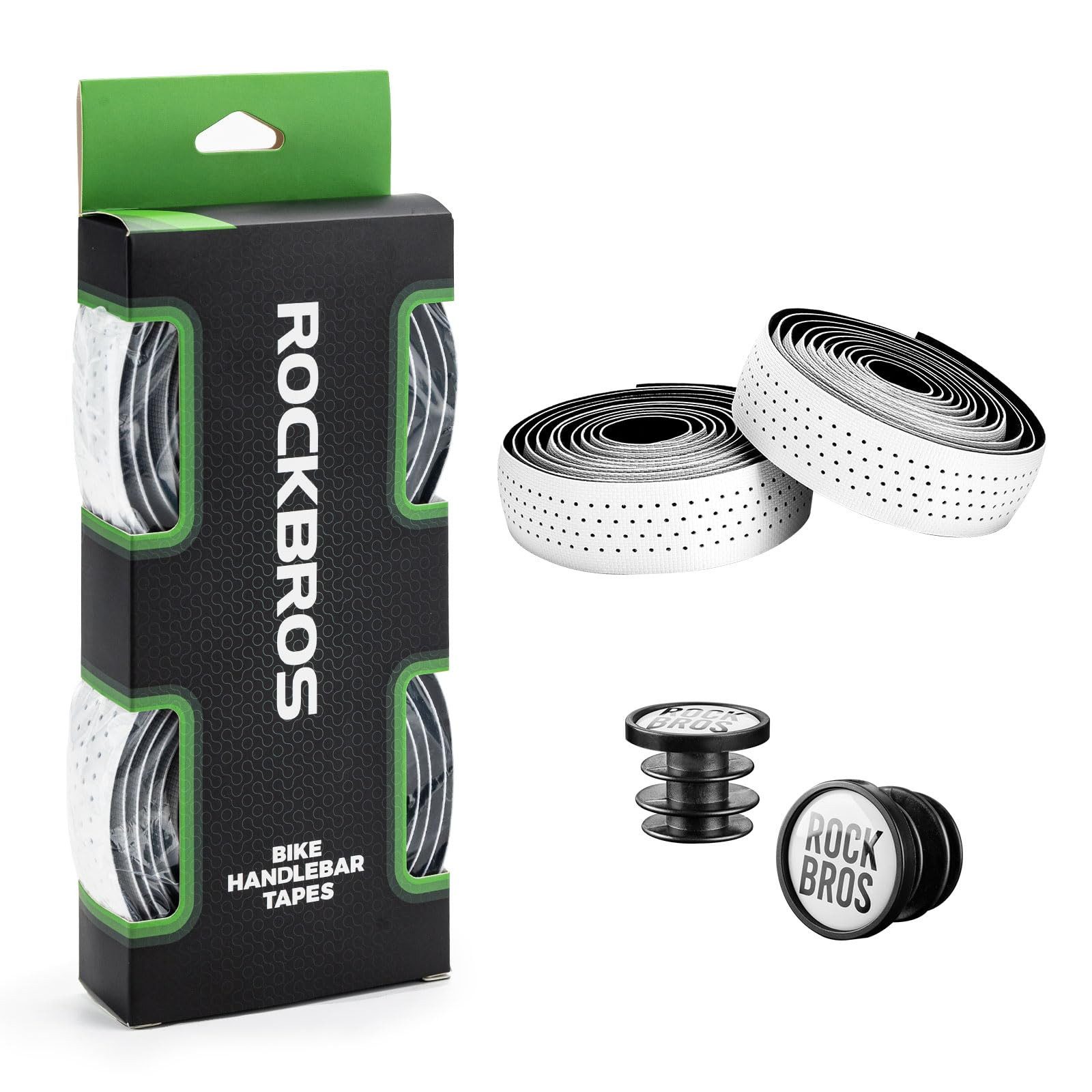 ROCKBROS Fahrradlenker Lenkerband Rennrad, (2 Rollen, 210 x 3 CM), Rutschfest Stoßdämpfend mit Abklebeband und Lenkerstopfen