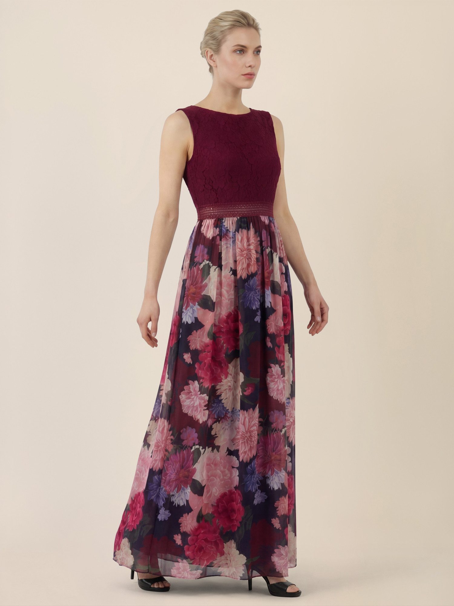 Apart Abendkleid mit Spitzenoberteil & Blumenrock