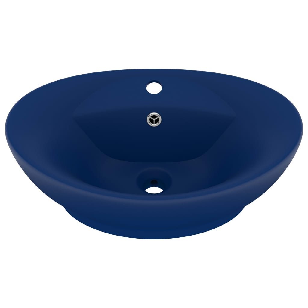 vidaXL Waschbecken Waschbecken Badezimmer Aufsatzwaschbecken Überlauf Matt Dunkelblau 58