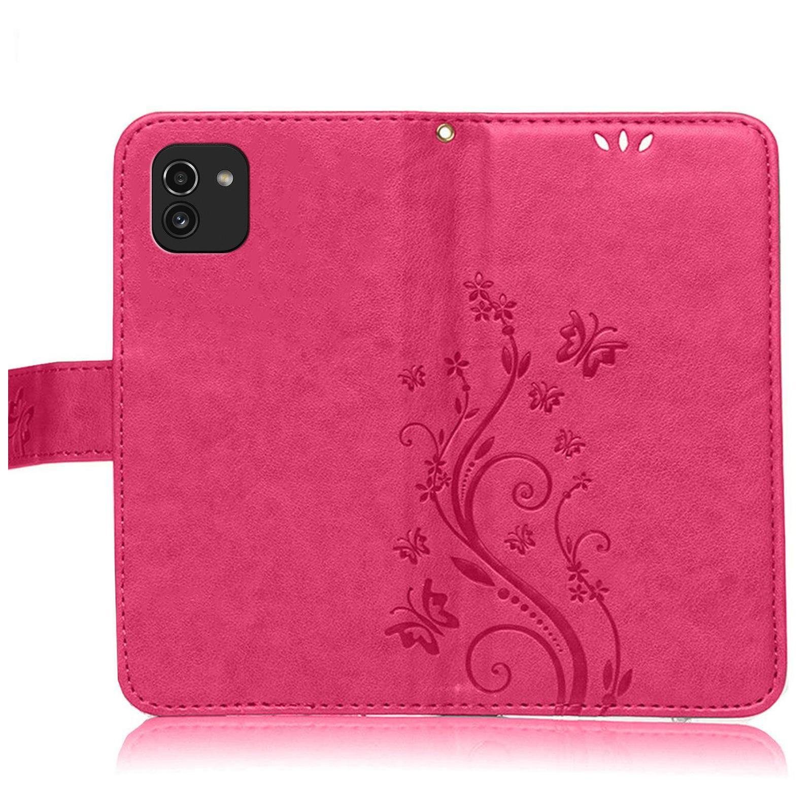 Numerva Handyhülle Bookstyle Flower für Samsung Galaxy A03, Handy Tasche Schutzhülle Klapphülle Flip Cover mit Blumenmuster