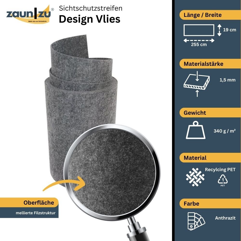 zaunzu Sichtschutzstreifen Design Vlies für Doppelstabmatten günstig online kaufen