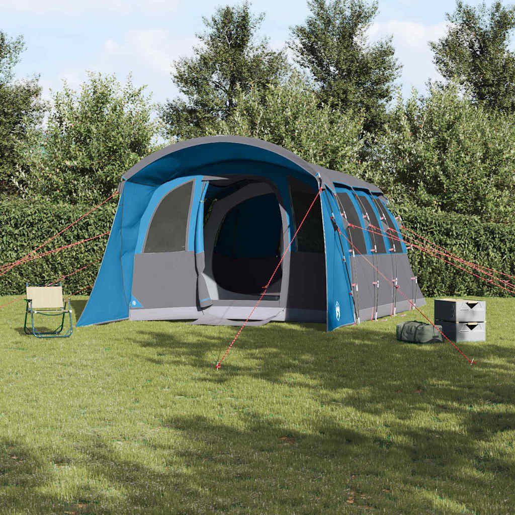 vidaXL Tunnelzelt Familienzelt mit Dach Blau und Grau 576 x 325 x 213 cm, (1 tlg)