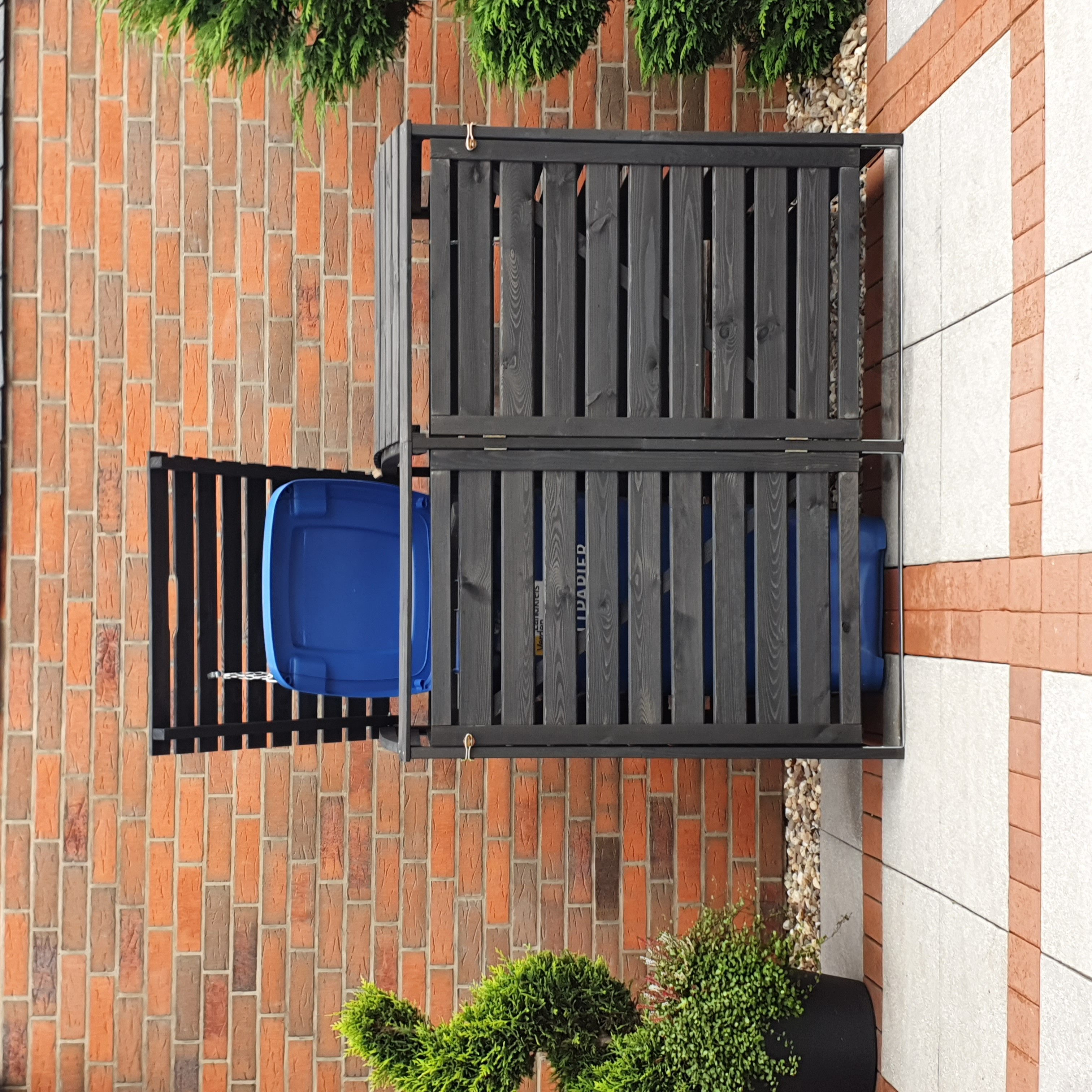 promadino Mülltonnenbox Vario III, für 2 Tonnen, robust aus zertifiziertem Kiefernholz