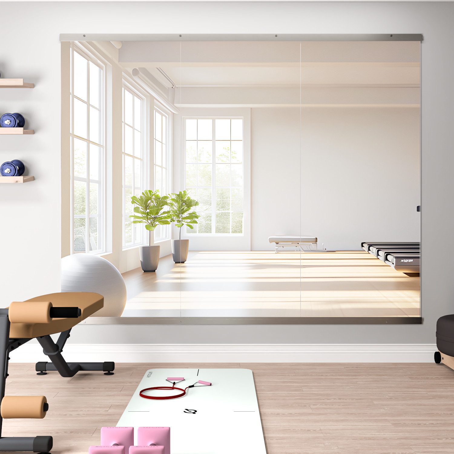 Elemango Ganzkörperspiegel Home Gym Spiegel, 143*60-2PCS Vollkörperspiegel für Yoga, Tanzraum, Yoga Spiegel, Gehärztes Glas, ohne Rahmen, Garage Fitness