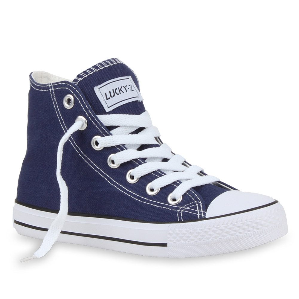 VAN HILL 94589 Sneaker Damen Sneaker High Elizabeth Bequeme Textilschuhe flach Schnürung