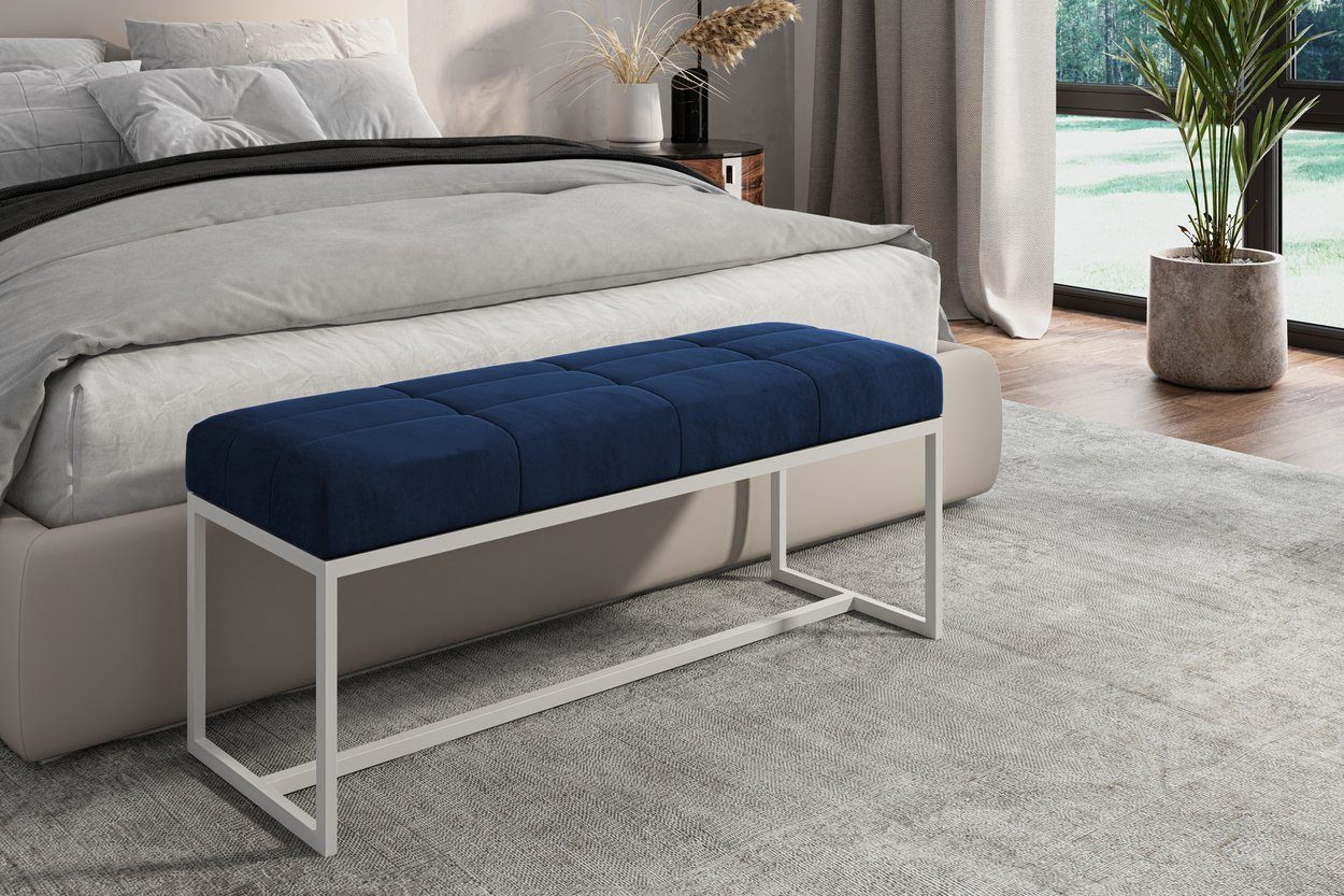 Beautysofa Polsterbank Bank Polsterbank Modern Sitzbänk GRAND aus Velours (modernes Bank aus velurstoff, Breite 80 / 90 / 100 /120 cm), mit Metallgestell in Goldenfarbig / Chrom / Weiß / Schwarz