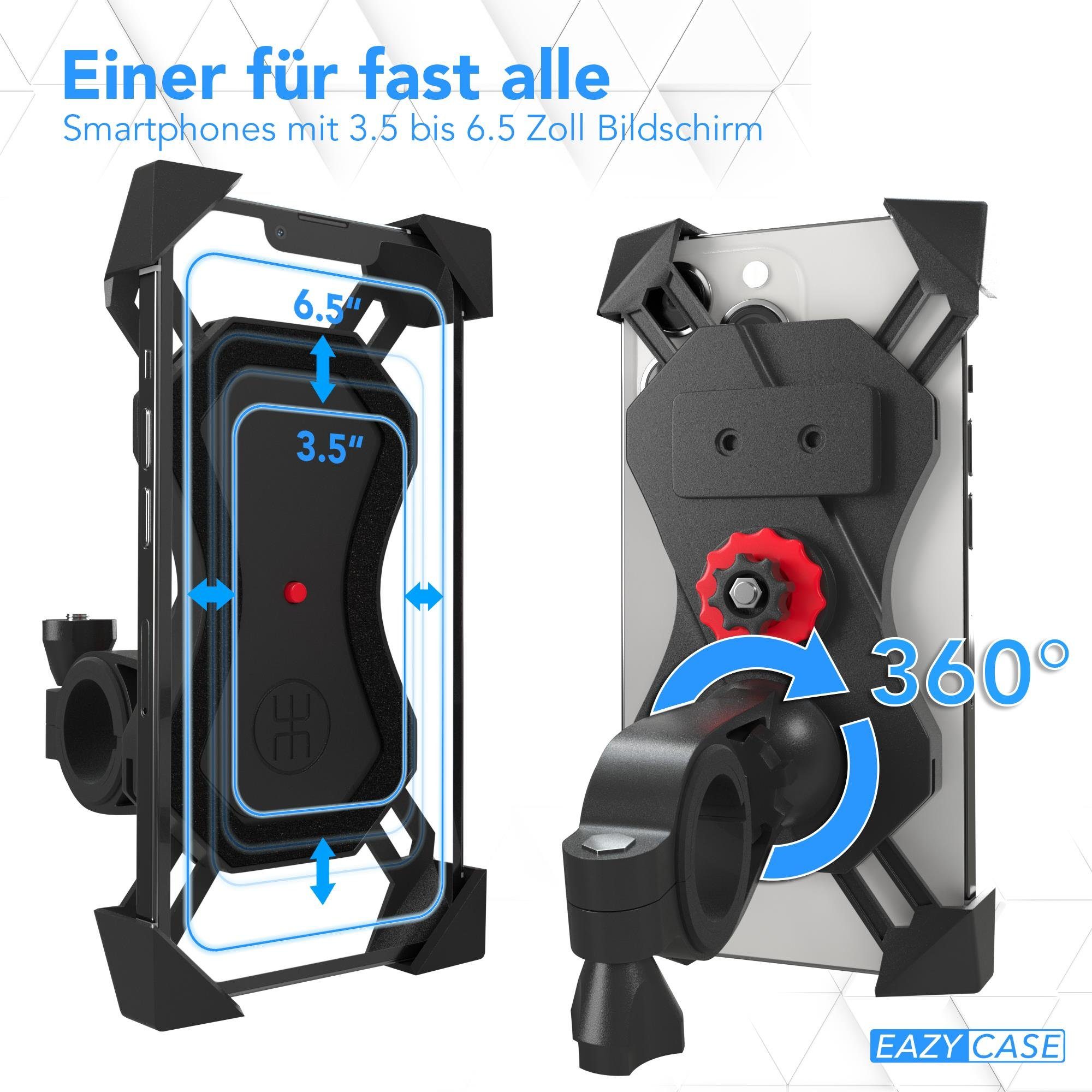 EAZY CASE Smartphone Holder Universal Bicycle Mount for Smartphones (Handlebar Mount, Size Adjustable, Rotatable, Black)