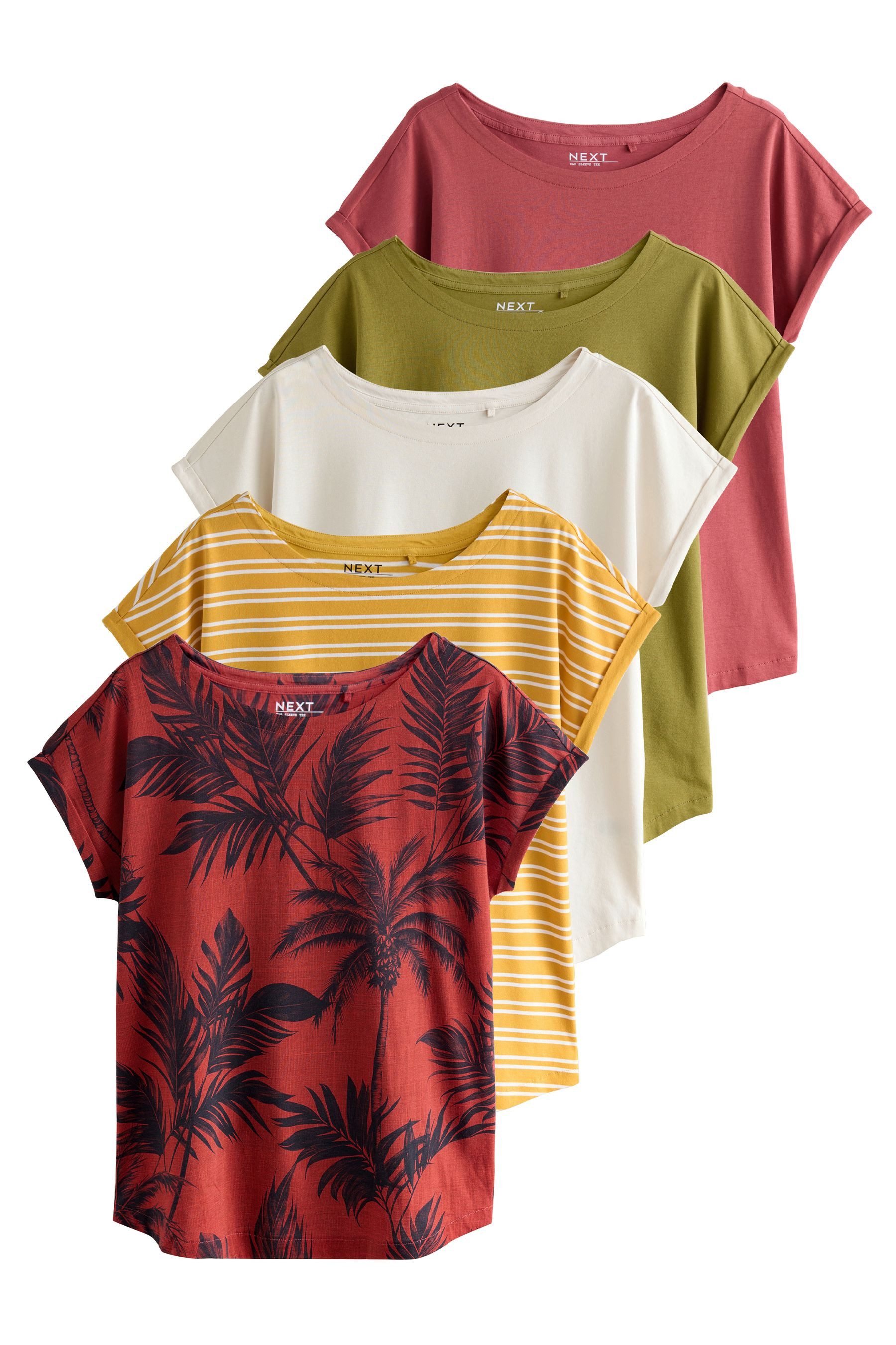 Next T-Shirt 5er-Pack T-Shirts mit Flügelärmeln Baumwolle (5-tlg) günstig online kaufen