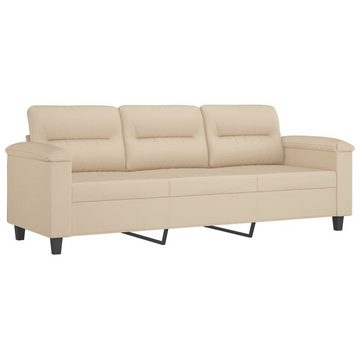 vidaXL Sofa 2-tlg. Sofagarnitur mit Kissen Creme Mikrofasergewebe