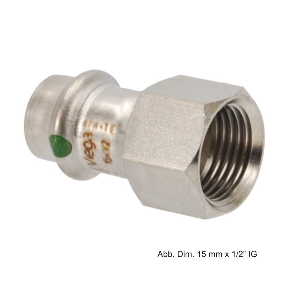 Viega Wasserrohr Viega Sanpress Inox Übergangsstück mit IG, Modell 2312, 42 mm x 1 1/2"