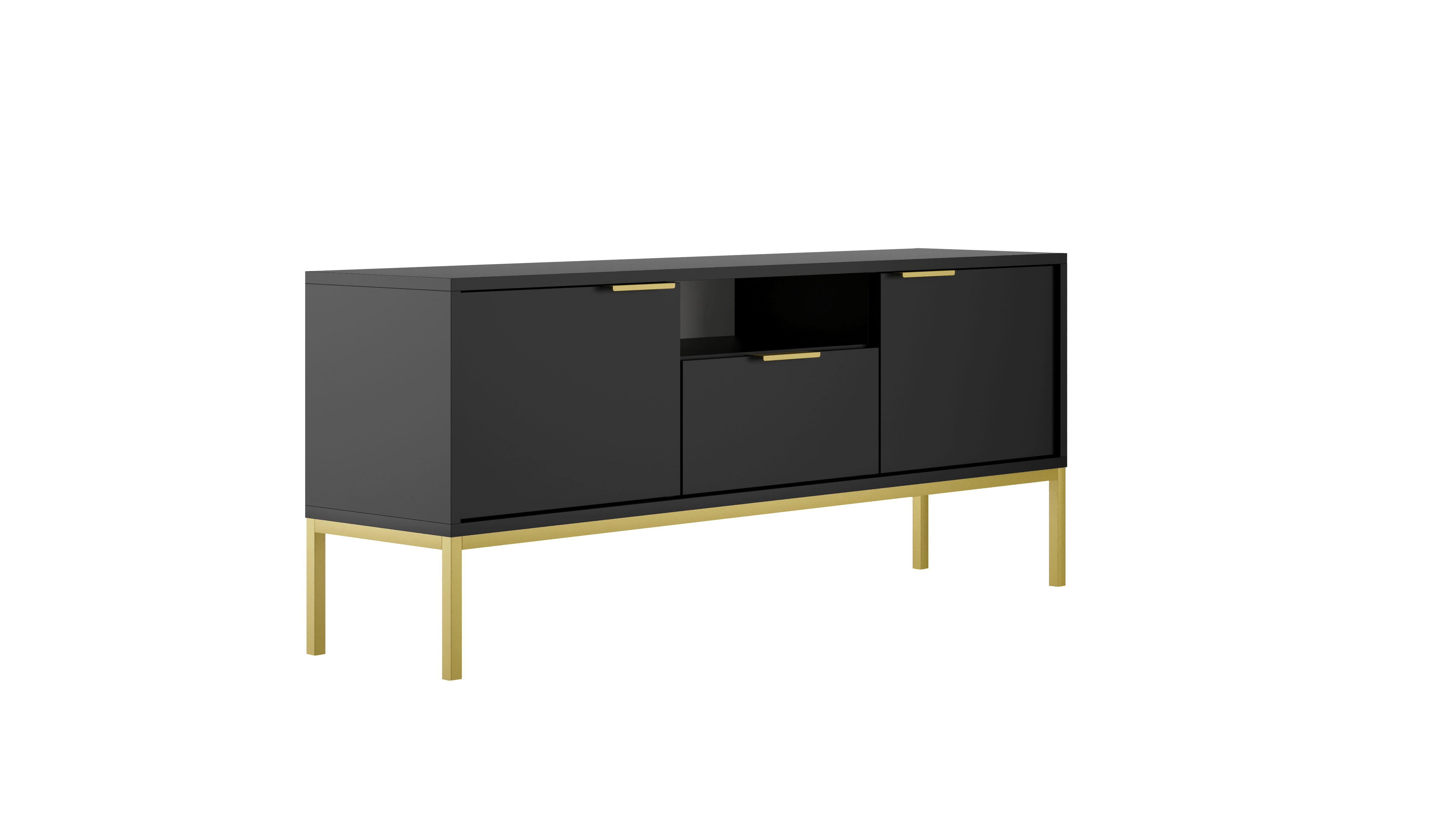 Raumhirsch Furniture Lowboard stehend - TV Schrank Austin 135 / 175 cm (TV-Board, Lowboard mit 2 Türen, 1 Schublade und 1 Ablage), modernes Design, robuste Laminatplatte, elegante Metallgriffe