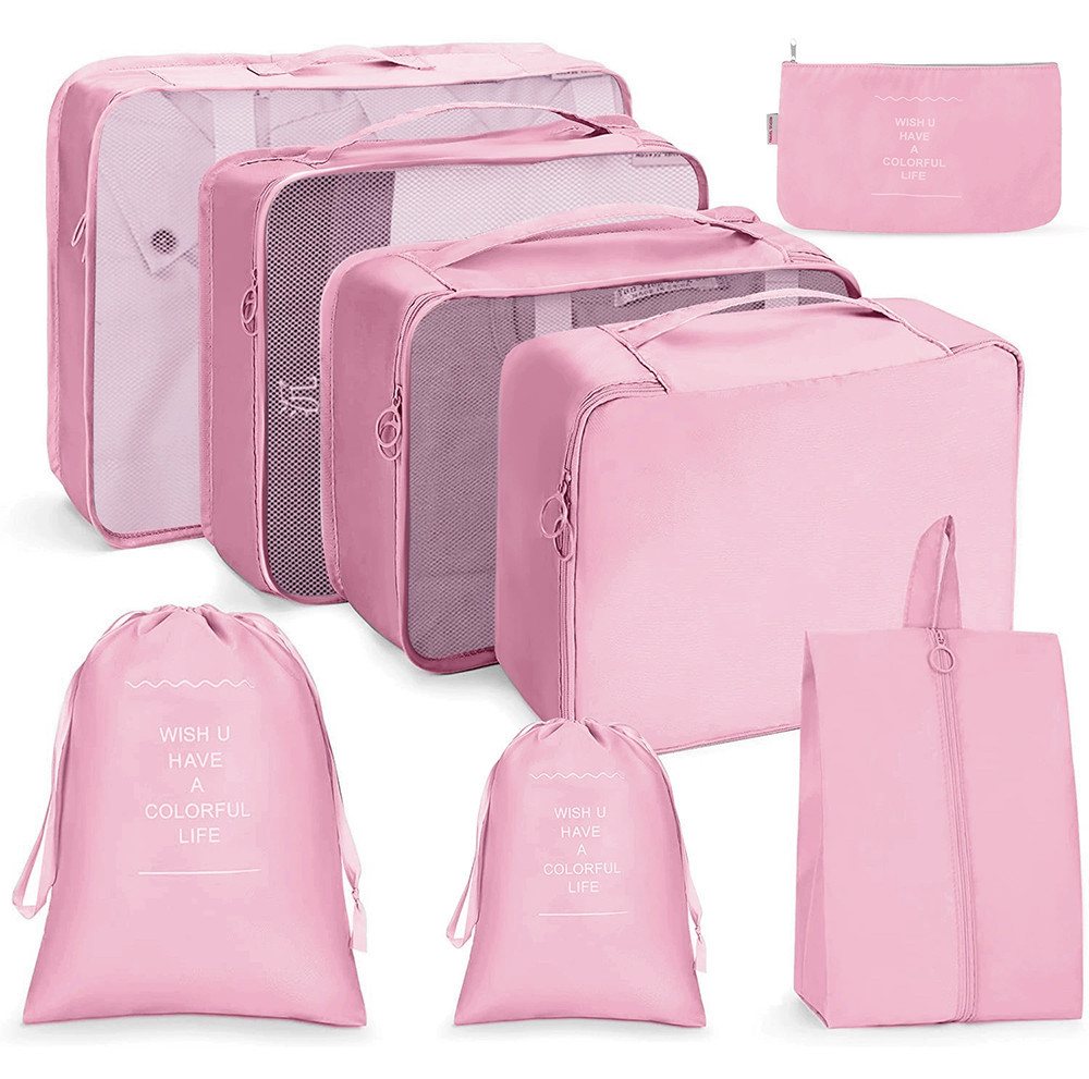 Agger Kofferorganizer 8 Stück Packwürfel,wasser Reisekleidertaschen,für Urlaub und Reisen (8-tlg), Leicht,atmungsaktiv mit Mesh-Oberseite, mit Kosmetiktasche