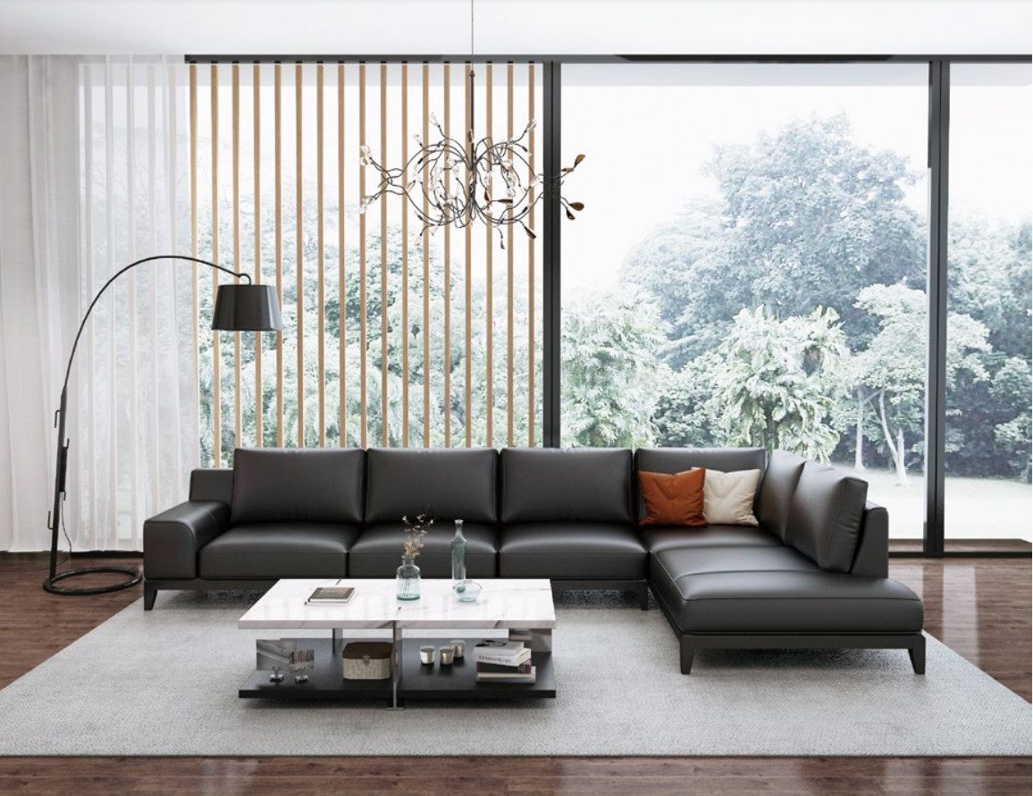 Xlmoebel Ecksofa Ecksofa in L-Form aus echtem Leder mit elegantem Design, Ecksofa 1 Teile, Hergestellt in Europa