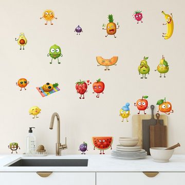 Sunnywall Wandtattoo Comic Fruits Wandsticker für Küche od. Kinderzimmer