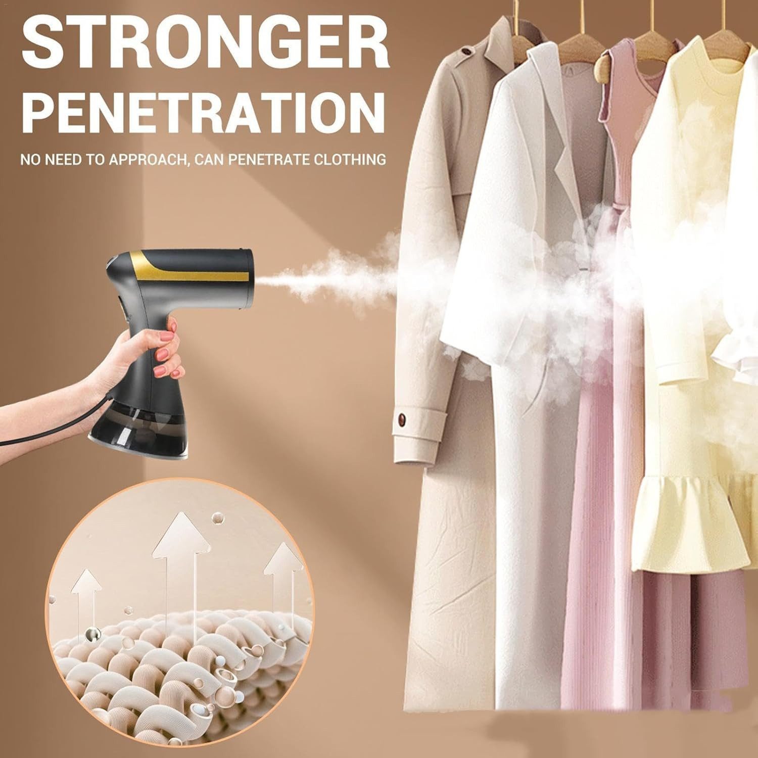 Athlix Dampfgarer Tragbarer Dampfglätter Dampfgarer für Kleidung Bügeleisen, 1300 W, 1300W, 360°-Dampffunktion, 350 ml Fassungsvermögen