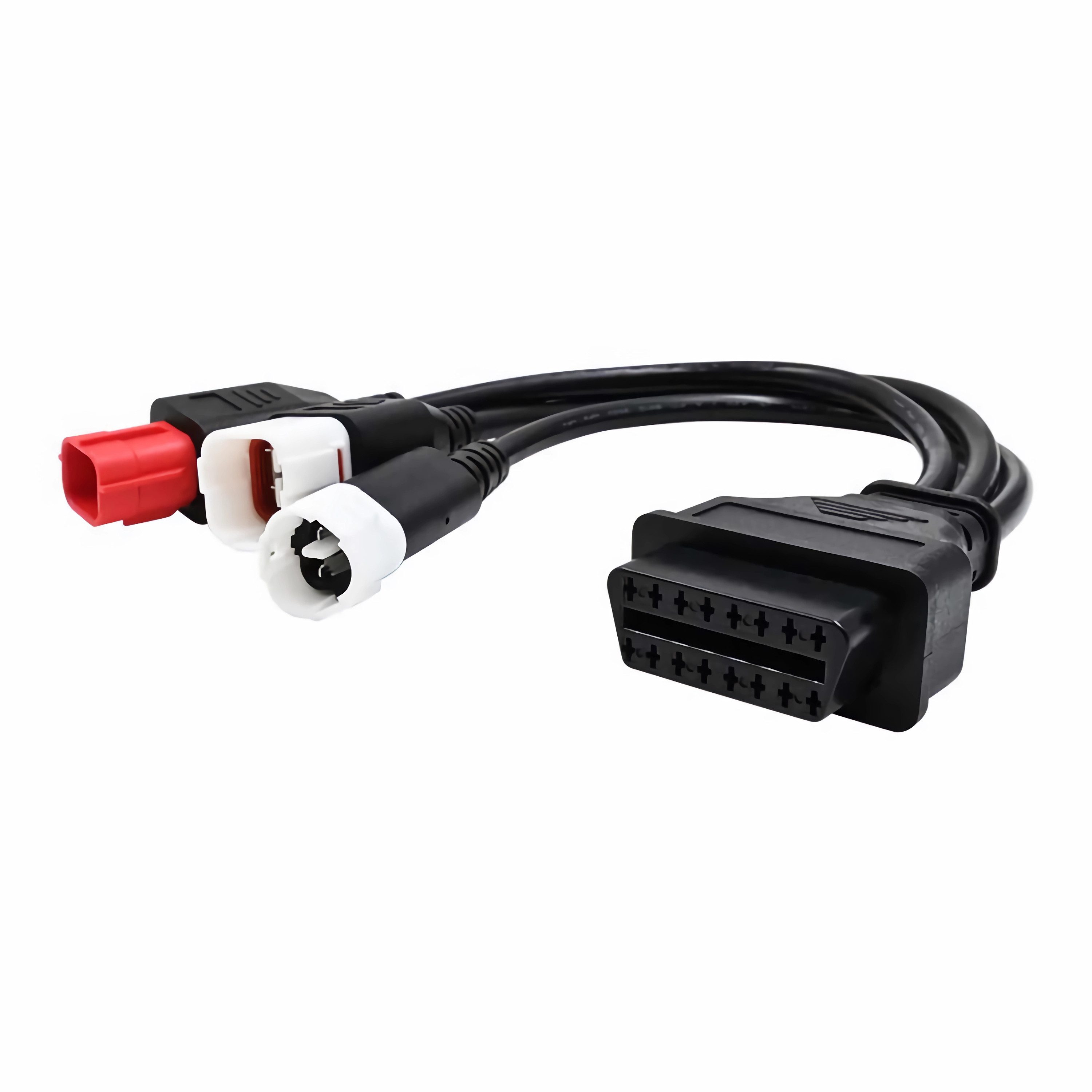 Bolwins J58C Adapter für Motorrad Yamaha 3,4 Pin and Honda 6pin zu OBD 2 Elektro-Kabel, OBD1 3, 4, 6-Pin Stecker für Honda, Suzuki, Yamaha, Ducati, Vespa, KTM, OBD2 16-Pin Normbuchse (30 cm), stabile Signalübertragung, langlebige Materialien