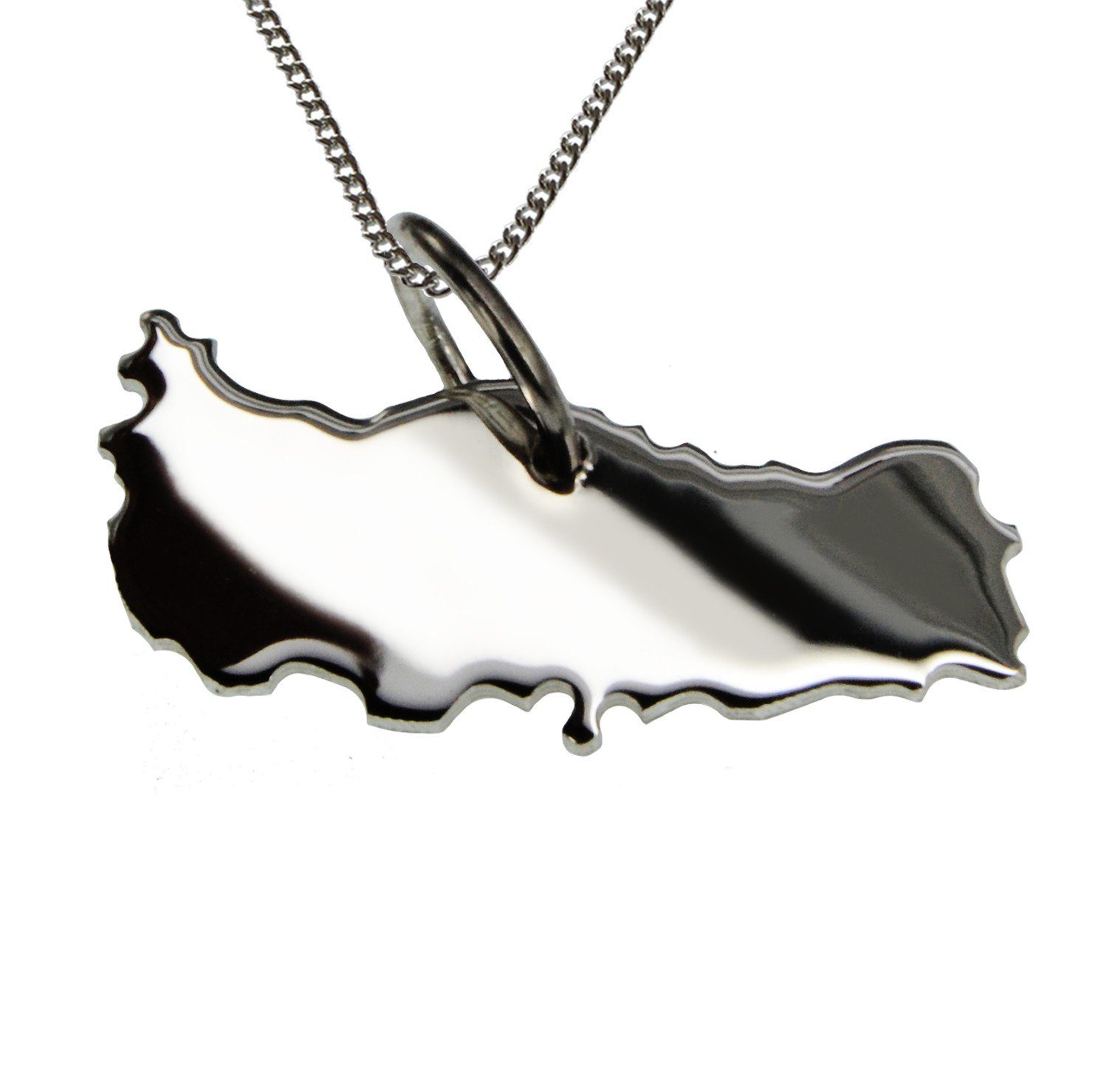 Kette mit Anhänger 50cm Halskette + Türkei Anhänger in massiv 925 Silber