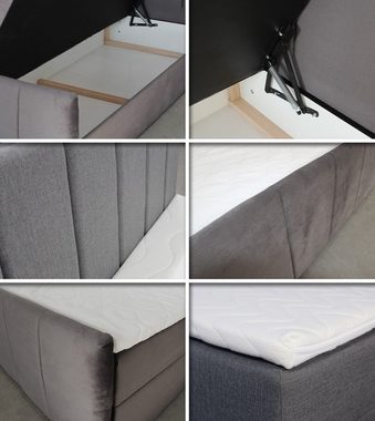 Sofnet Boxspringbett Star Lux (mit zwei Bettkasten, Bonell-Matratze und Topper), Doppelbett, Polsterbett mit Kopfteil und Fußteil