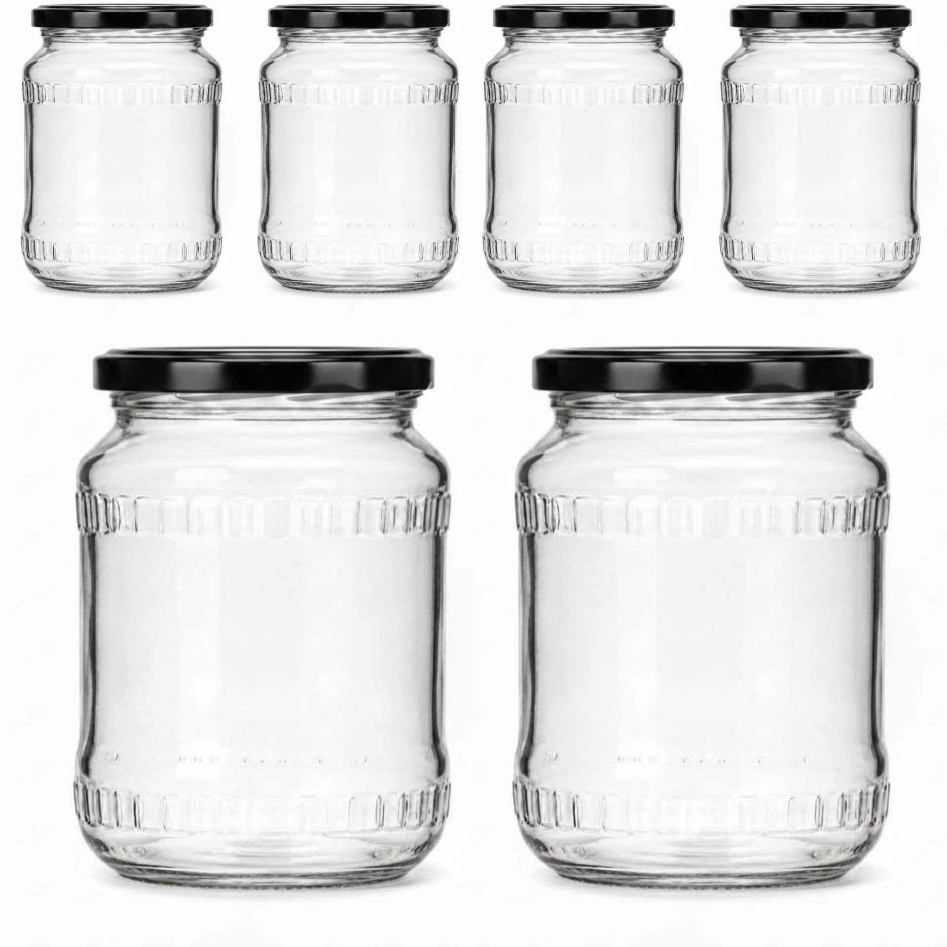 mikken Einmachglas 720ml mit Relief große Einkochgläser Gurkengläser Vorratsgläser, (Set, 6-tlg), luftdicht, zum pasteurisieren geeignet