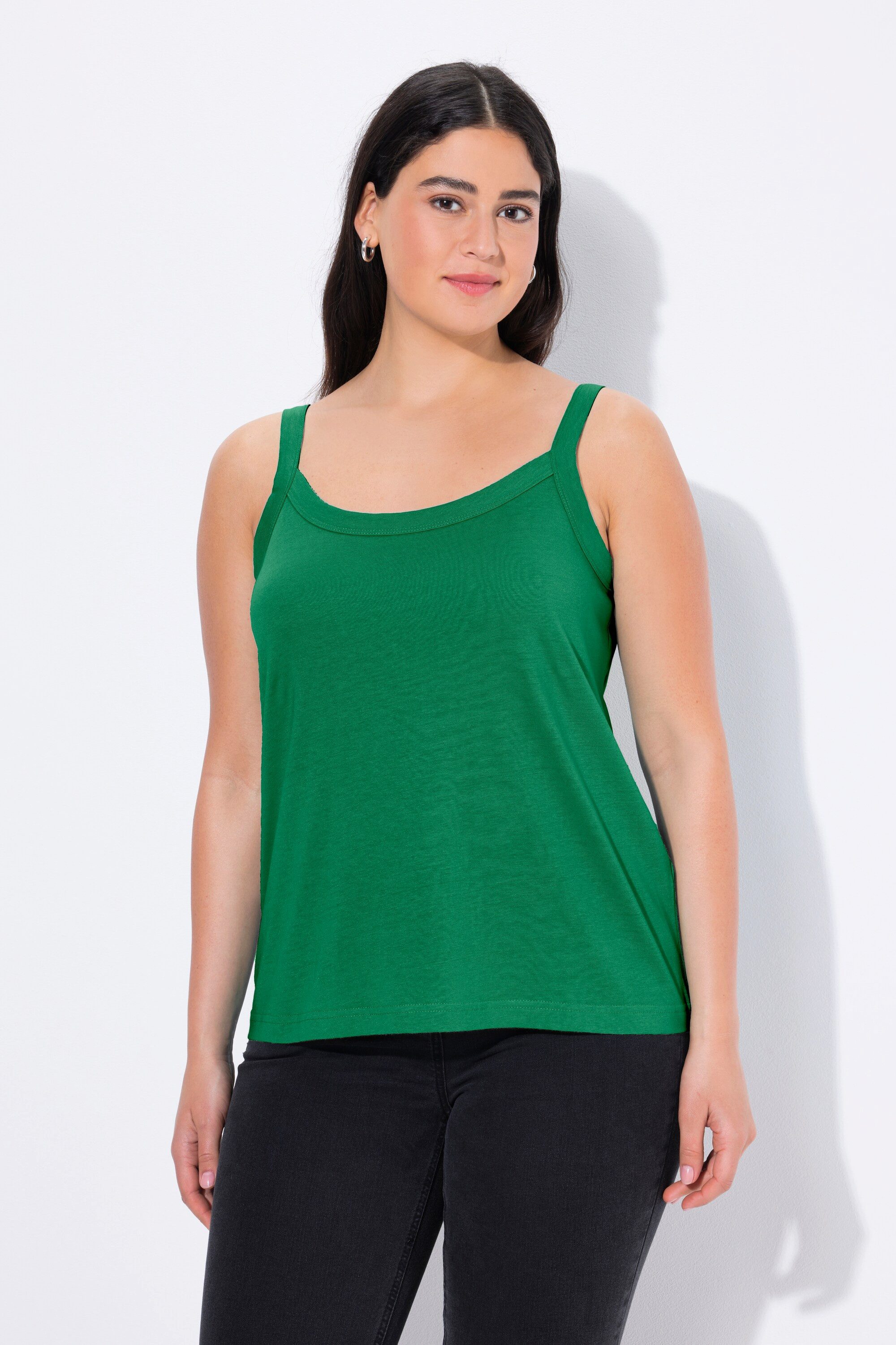 Ulla Popken Longtop Spaghettitop Rundhals Modalmix ärmellos