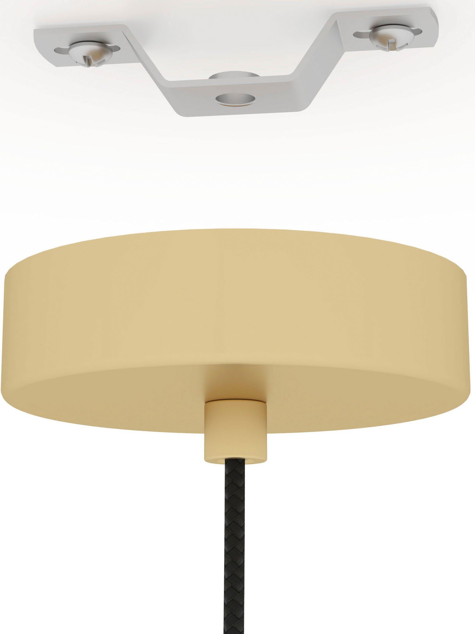 EGLO Hängeleuchte CARLTON Pendellampe, Stahl, E27, Hängelampe, Vintage, Esszimmerlampe, ohne Leuchtmittel, Leuchtmittel wechselbar, Vintage Hängelampe, Esszimmerlampe aus Metall in gold, E27, Ø 31 cm