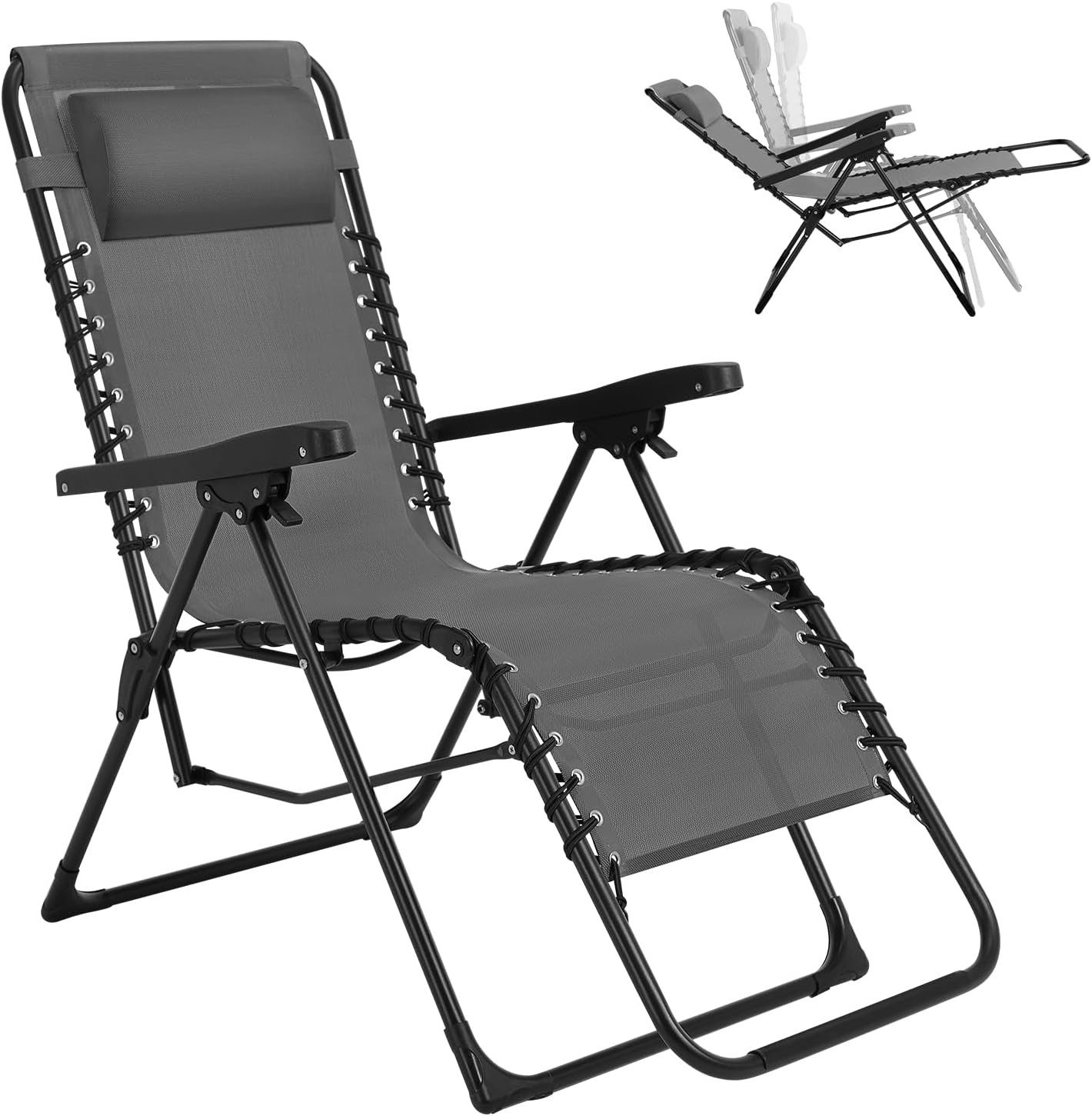 EUGAD Gartenstuhl (1 St), klappbar, mit Verstellbarer Rückenlehne, Relaxliege 150 kg