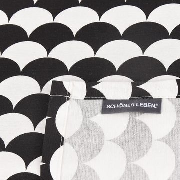 SCHÖNER LEBEN. Tischläufer SCHÖNER LEBEN. Tischläufer Retro Wellen schwarz weiß 40x160cm, handmade