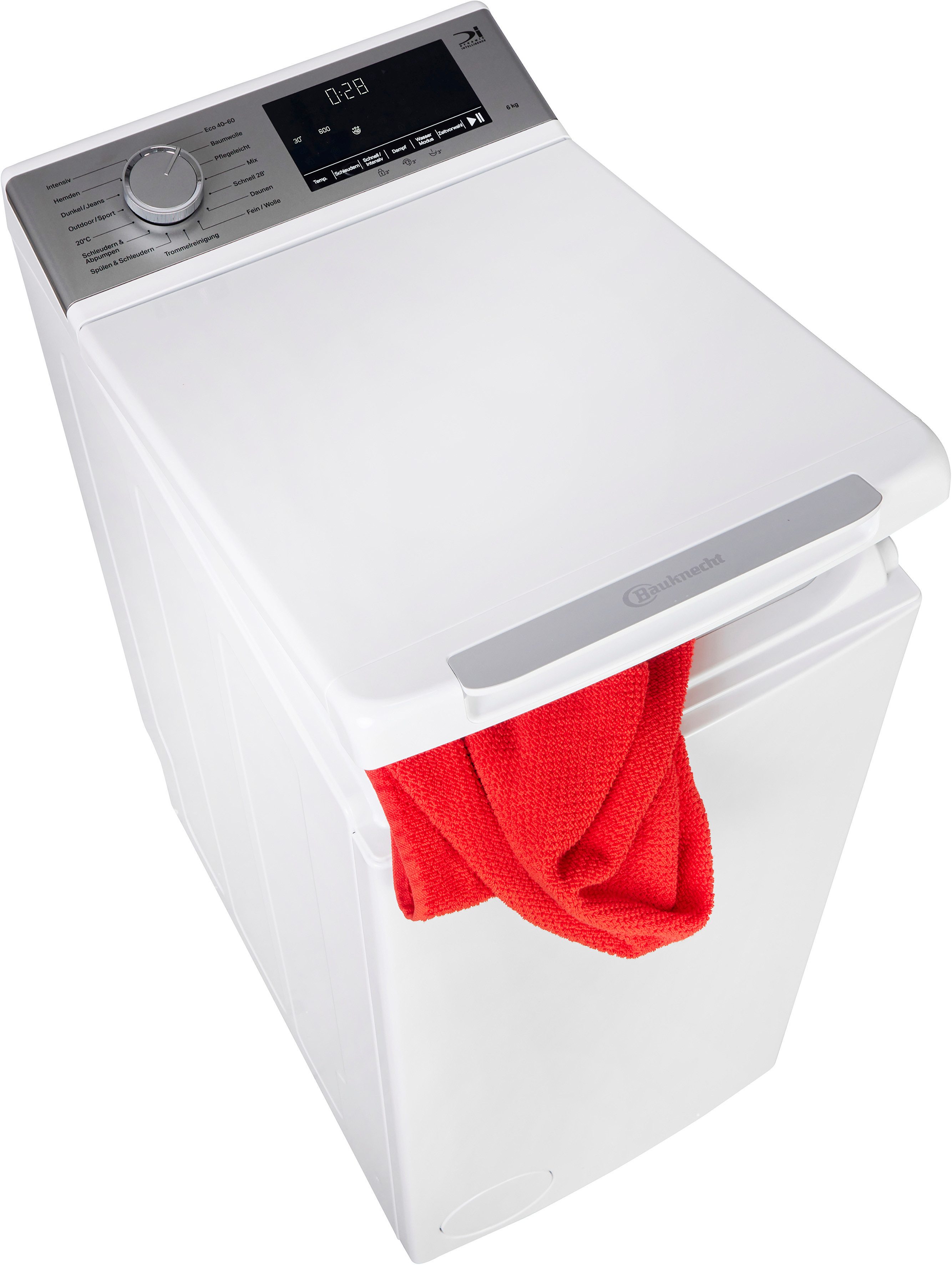 BAUKNECHT Waschmaschine Toplader TBK Super Eco 6B S FF, 6 kg, 1200 U/min, FreshFinish - hemmt Gerüche und Knitterfalten mit Hilfe von Dampf