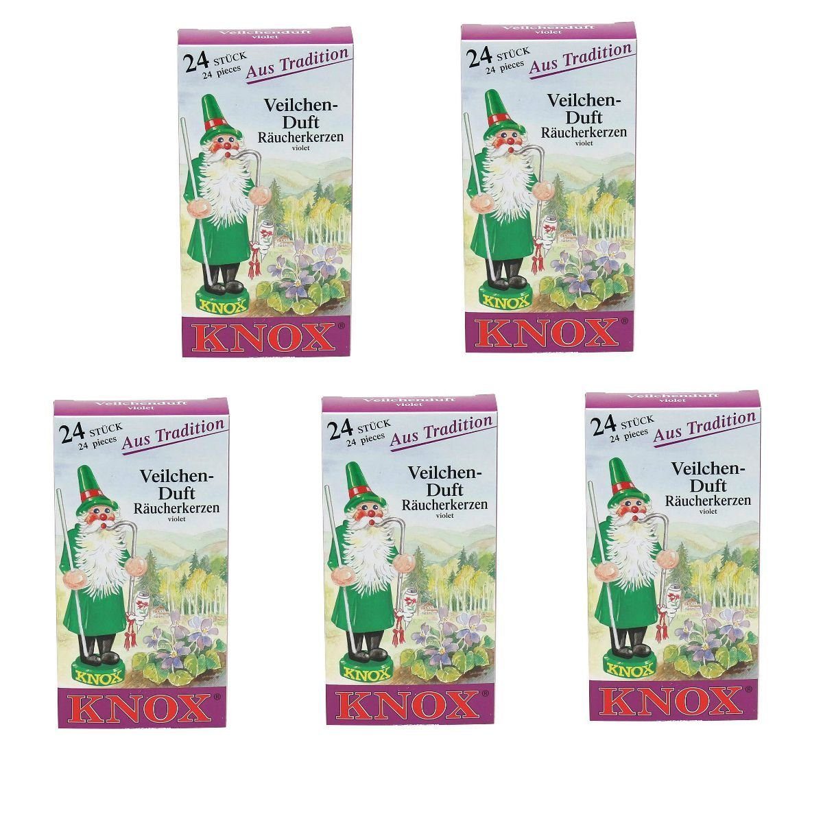 KNOX Räucherkegel 5 Päckchen Räucherkerzen- Veilchen - 24er Packung