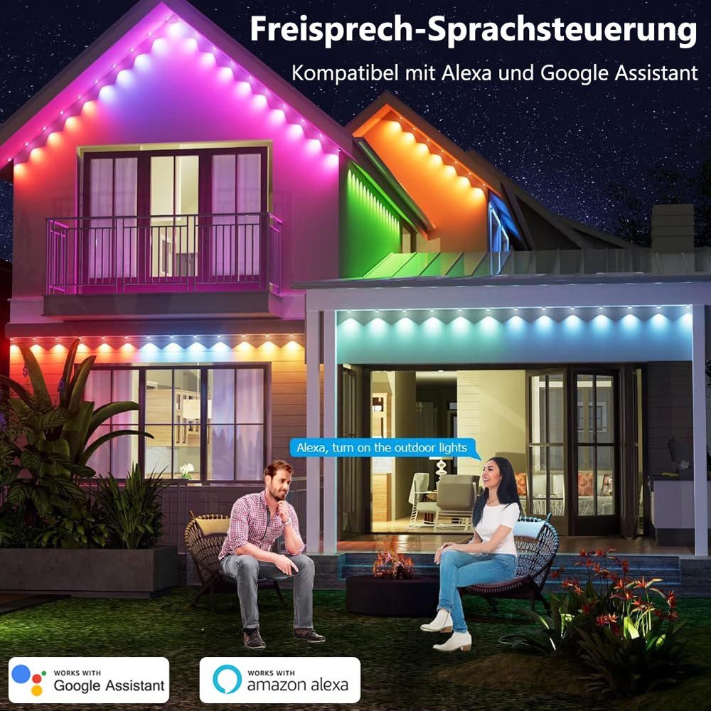 MUPOO LED-Streifen Smart TV hintergrundbeleuchtung 15/30/45 m RGB, Fernbedienung, WLAN-Funksteuerung, Alexa & Google, Musik synch