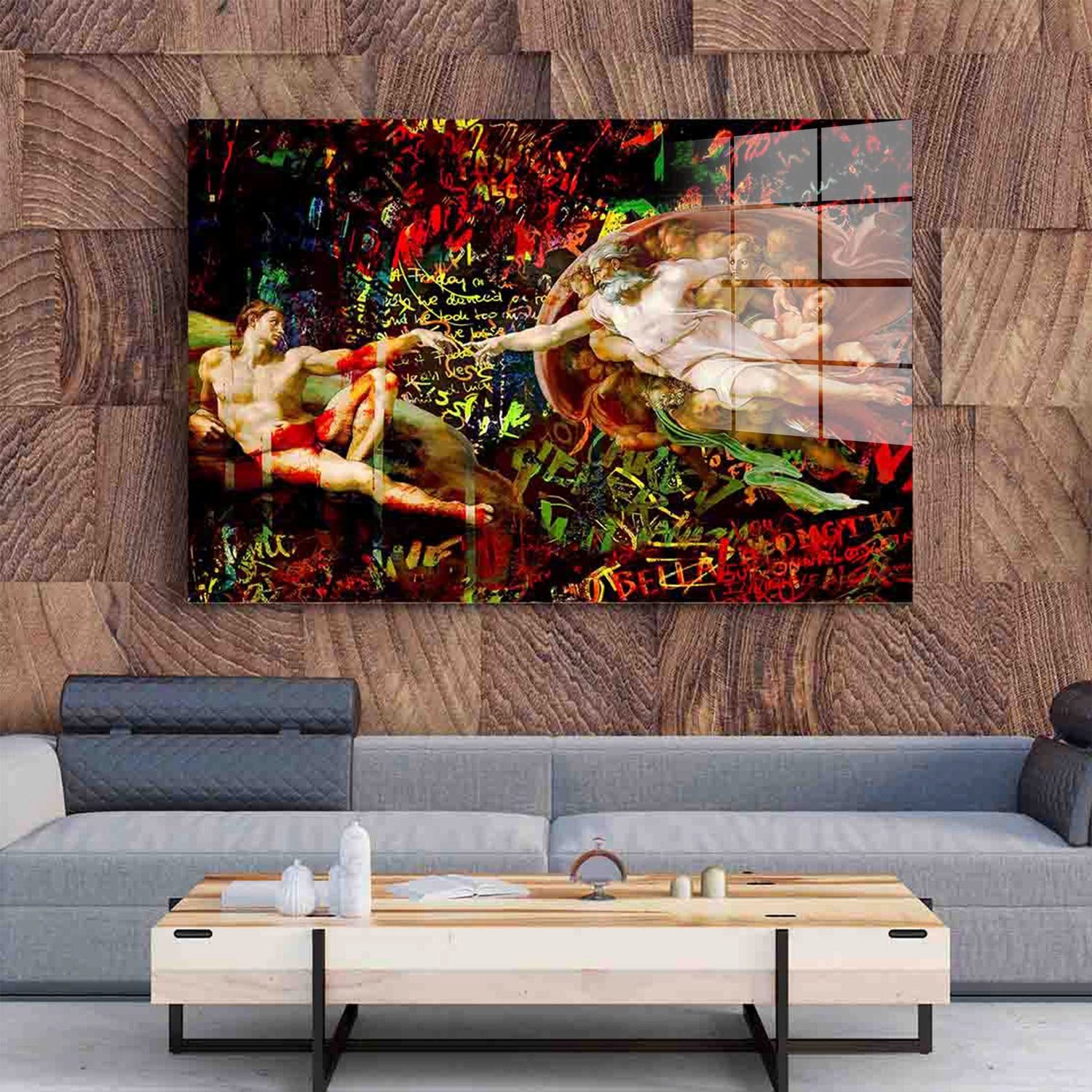 Artedinoi Acrylglasbild Touch Of God Kunstwerk Pop Art Acrylglas Wandbild Bild Wanddeko Wohnzi