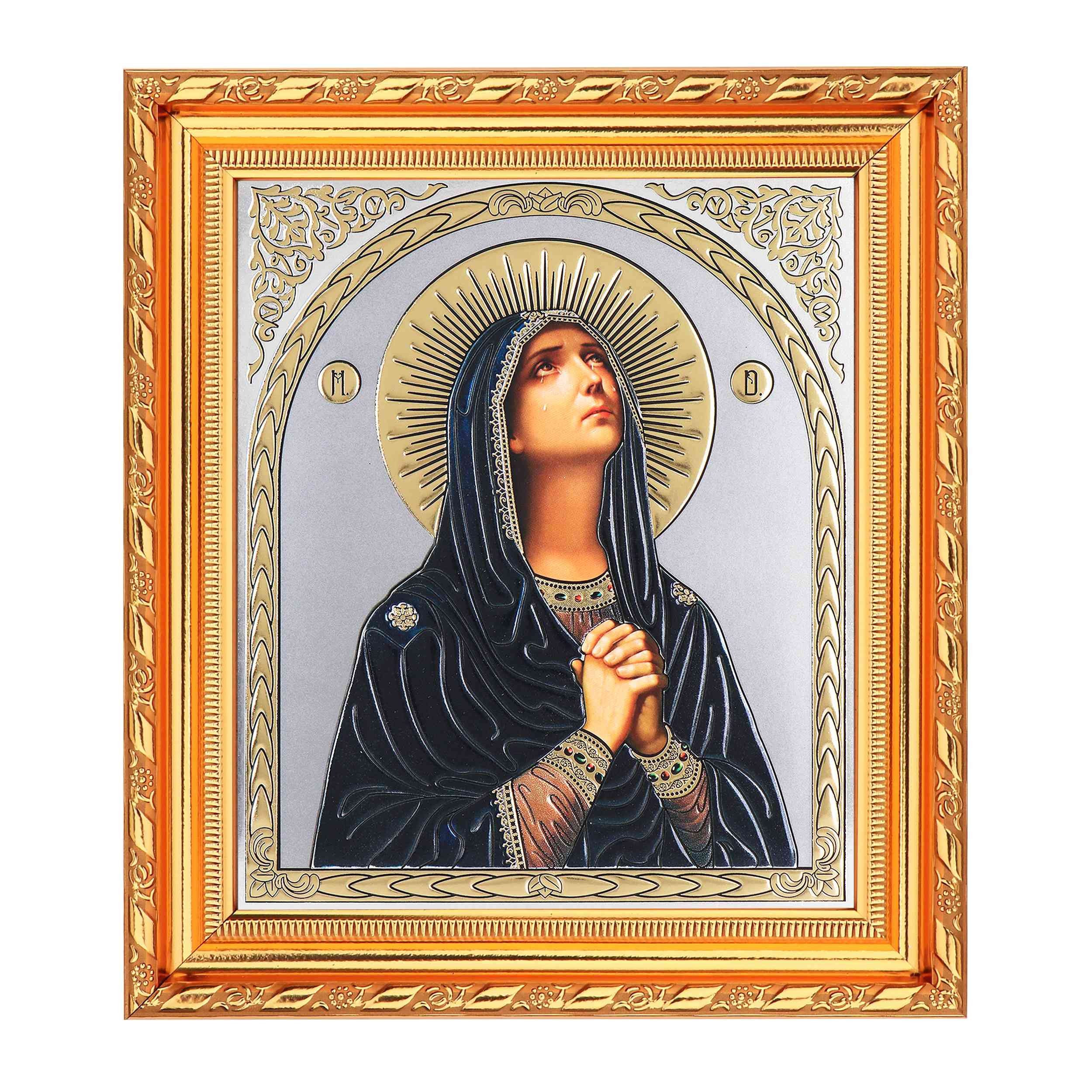 NKlaus Bild Deva Maria Ikone im Rahmen mit Glas 21x18cm christlich Ikonografie 165, Religion