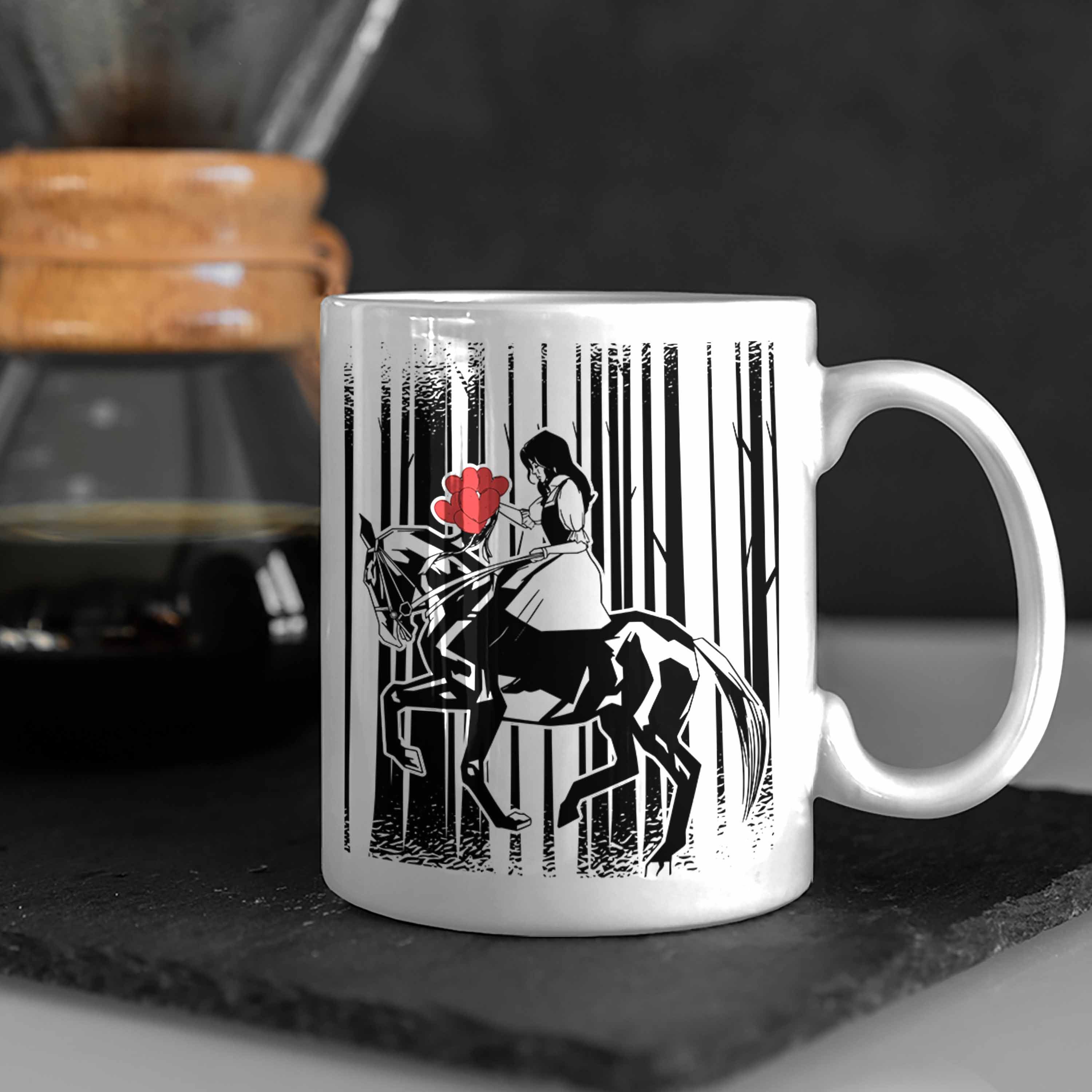 Trendation Tasse Trendation - Reiter Weiss Tasse Pferde Reiterin Pferde Grafik Geschenk Mädchen Mädchen Lustige Geschenkidee Sprüche