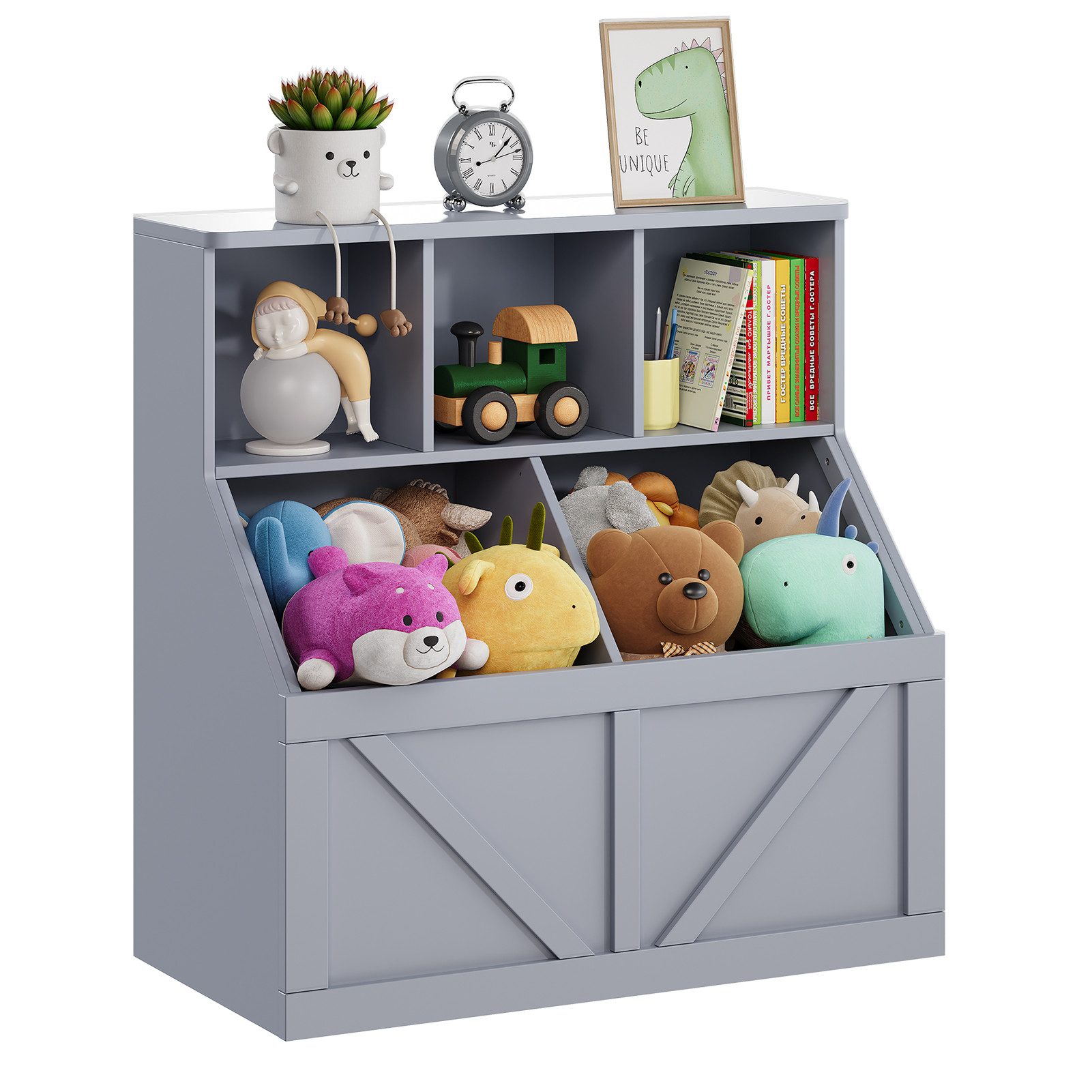 GarveeMore Spielzeugtruhe und Bücherregal für Kinder Mit 5 Fächern,90x42x92 günstig online kaufen