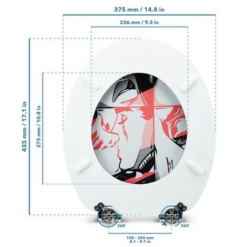 Sanfino WC-Sitz "Kiss“ Premium Toilettendeckel mit Absenkautomatik aus Holz, mit schönem Motiv, hohem Sitzkomfort, einfache Montage