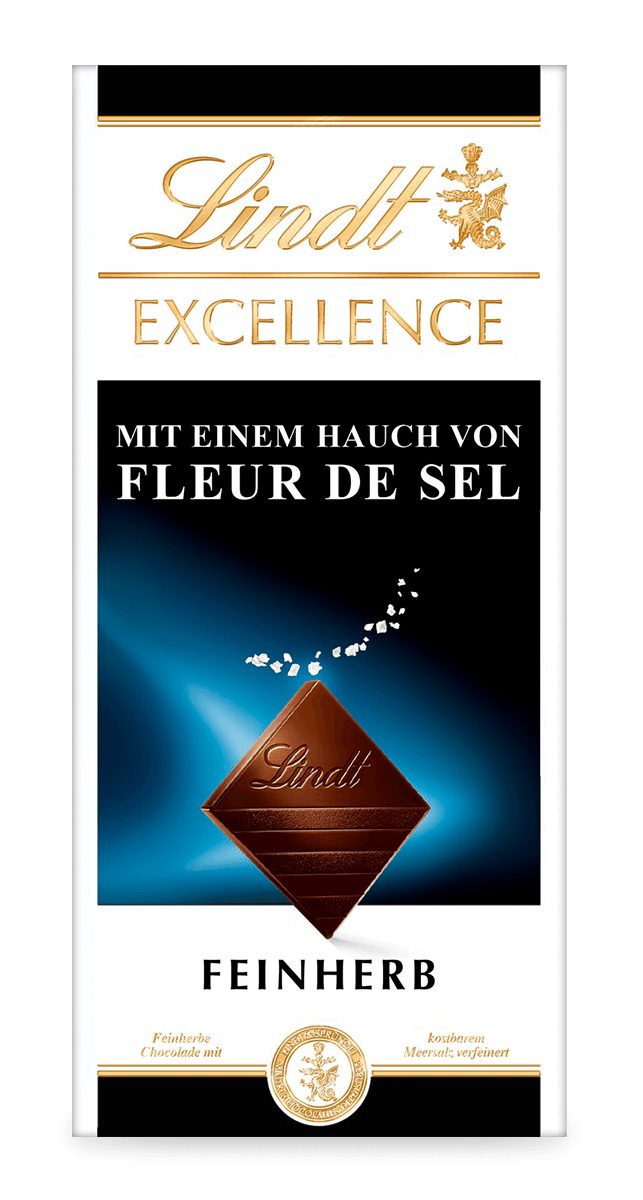 Lindt LINDOR Schokolade 100g Excellence Fleur de Sel Meersalz Dunkle Schokolade Feinherb Tafel, 1 x 137 g, 1 St.